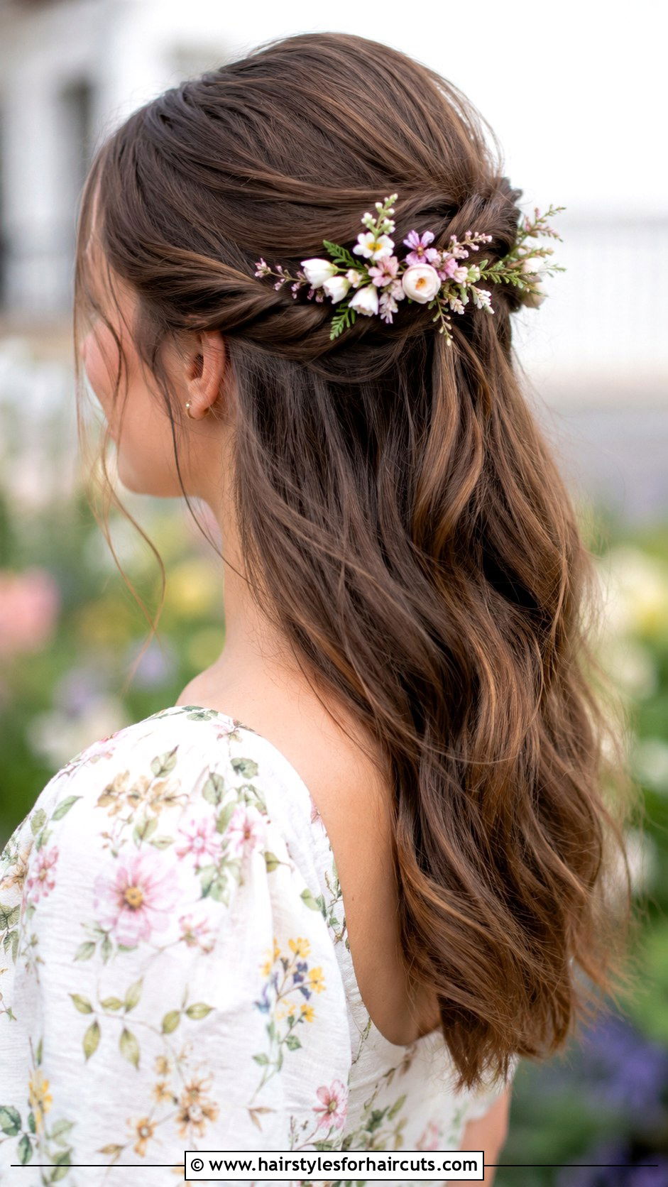 Simple Floral Half Up Wedding - 25 easy wedding hairstyles - 25 easy wedding hairstyles