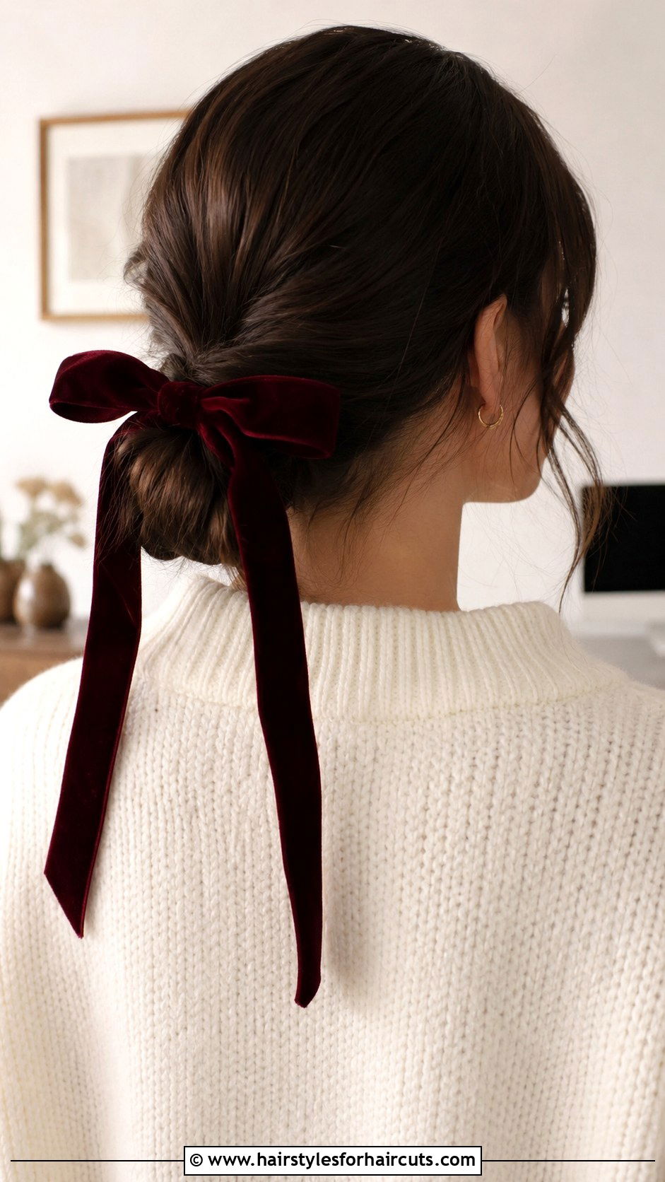 Simple Low Bun With Ribbon - 25 easy victorian hairstyles for short hair - 25 easy victorian hairstyles for short hair