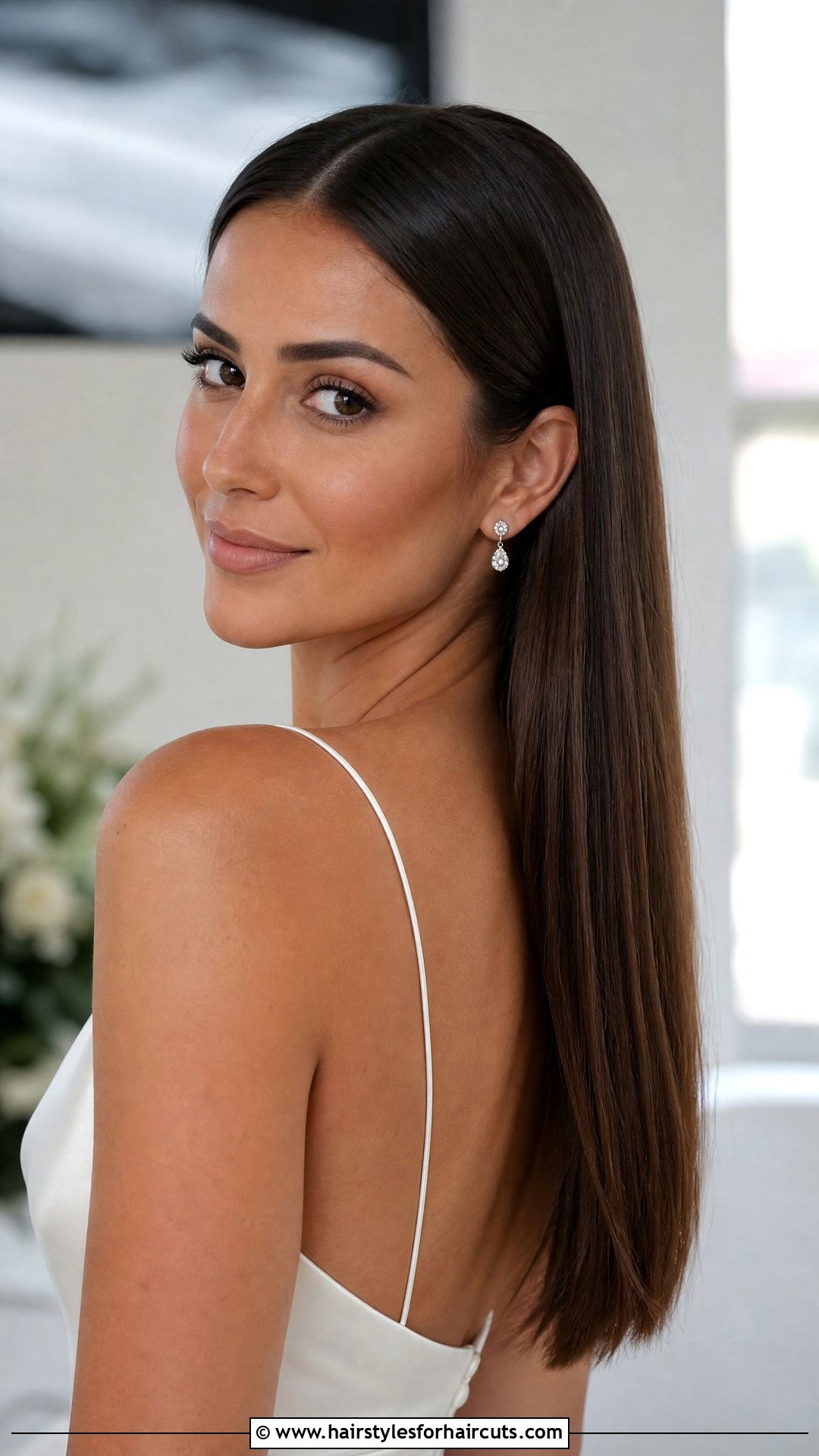 Sleek And Straight Wedding Hairstyle - 25 wedding hairstyles medium hair - 25 wedding hairstyles medium hair