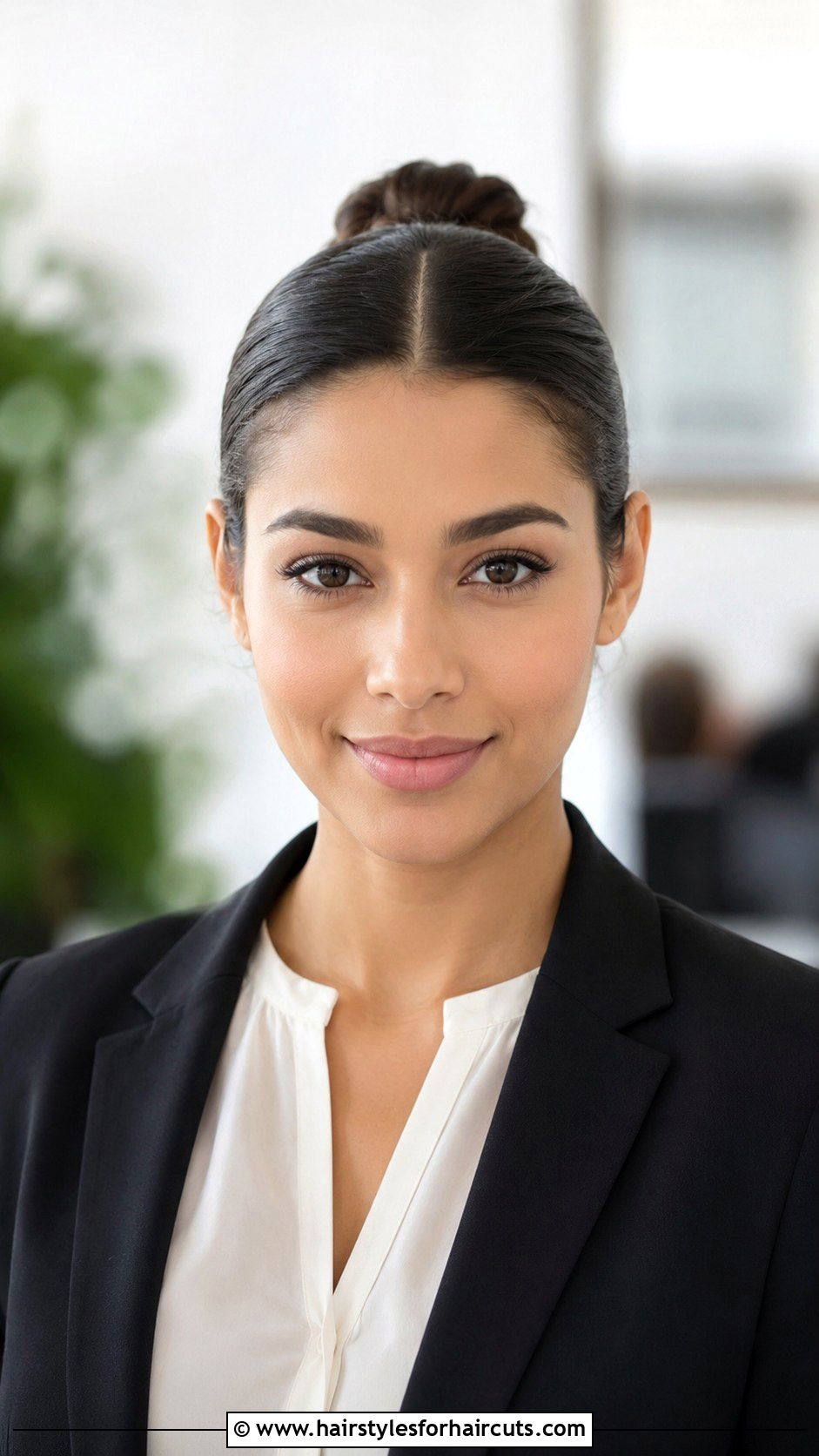 Sleek Bun With Middle Part - 25 easy hairstyles for greasy hair - 25 easy hairstyles for greasy hair