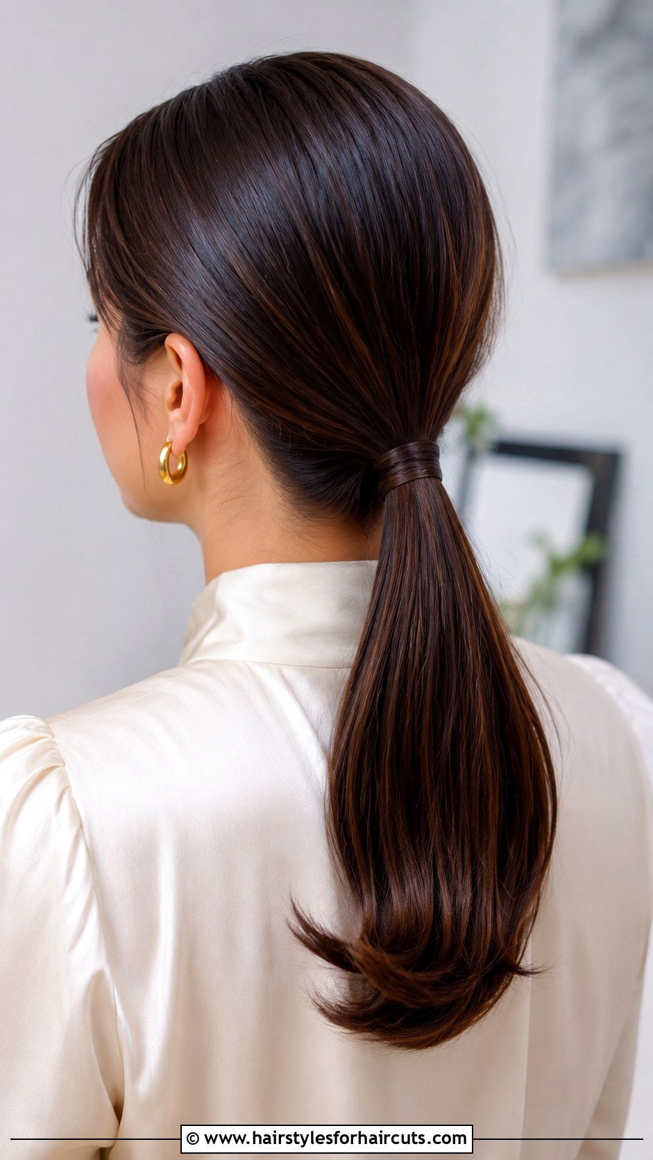 Sleek Cow Tail Low Ponytail - 25 cow tail hairstyles - 25 cow tail hairstyles