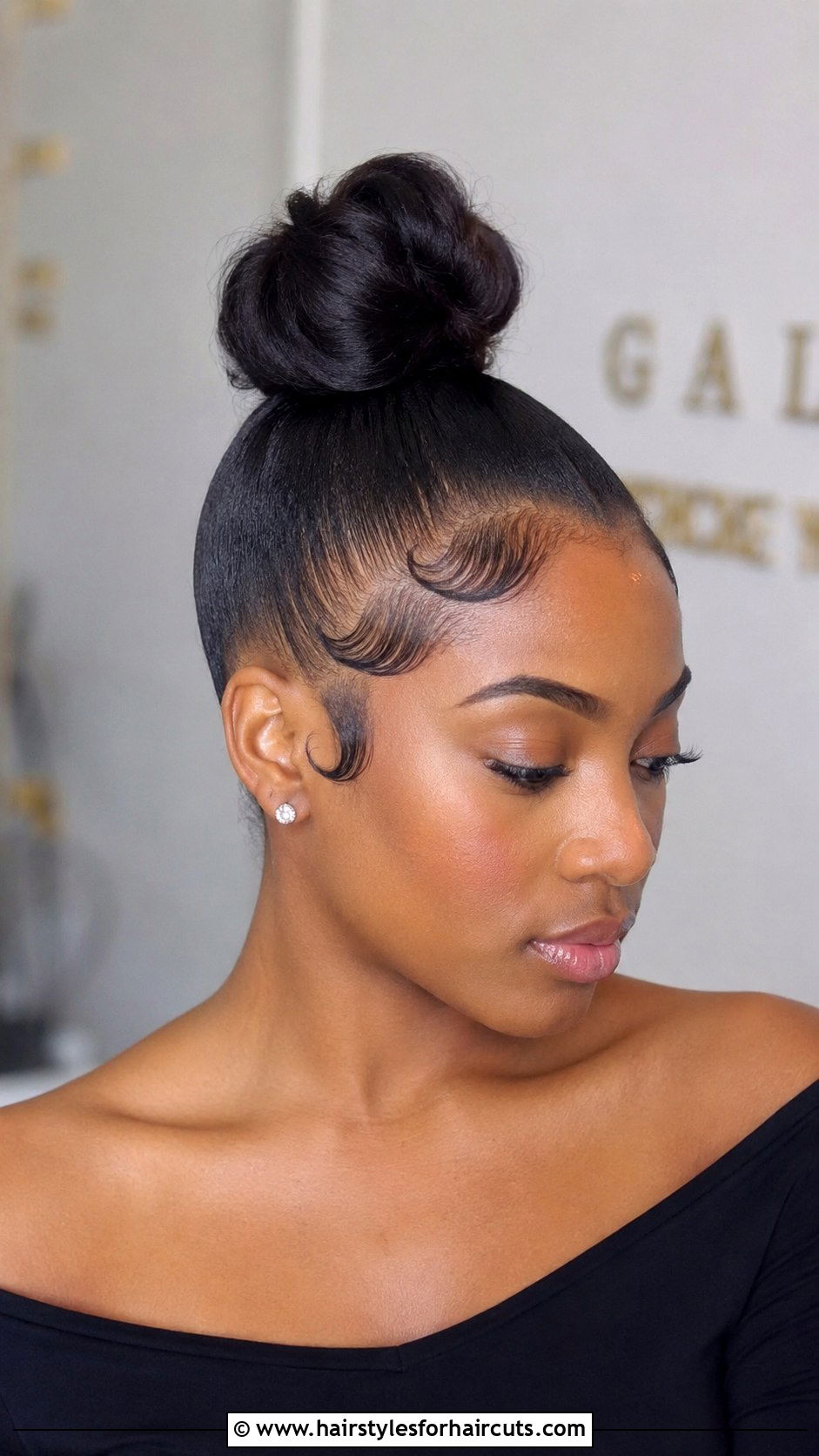 Sleek High Bun With Edges - 25 birthday hairstyles for black hair - 25 birthday hairstyles for black hair