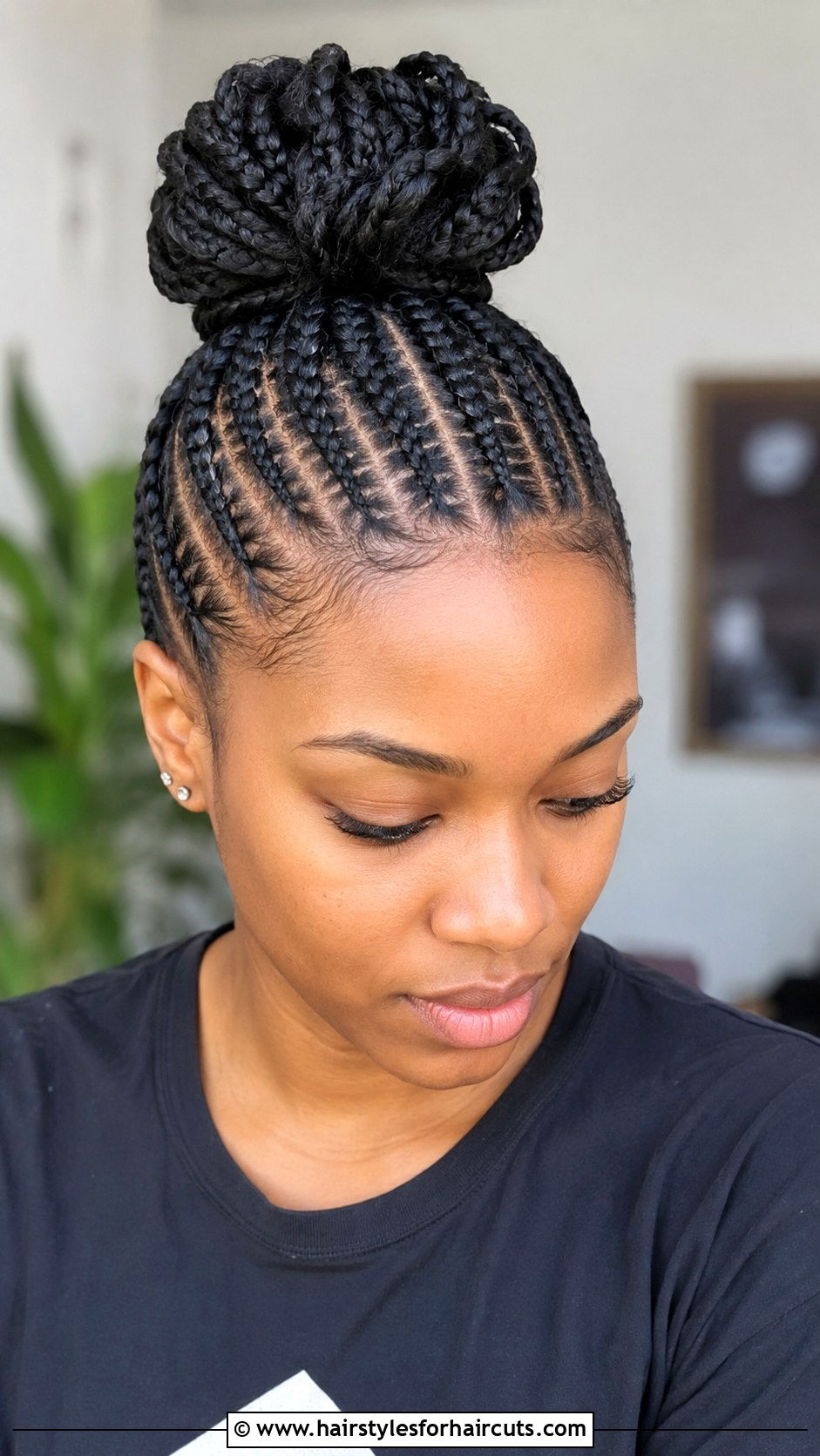 Sleek High Bun With Laid Edges - 25 cute bun hairstyles for black hair - 25 cute bun hairstyles for black hair