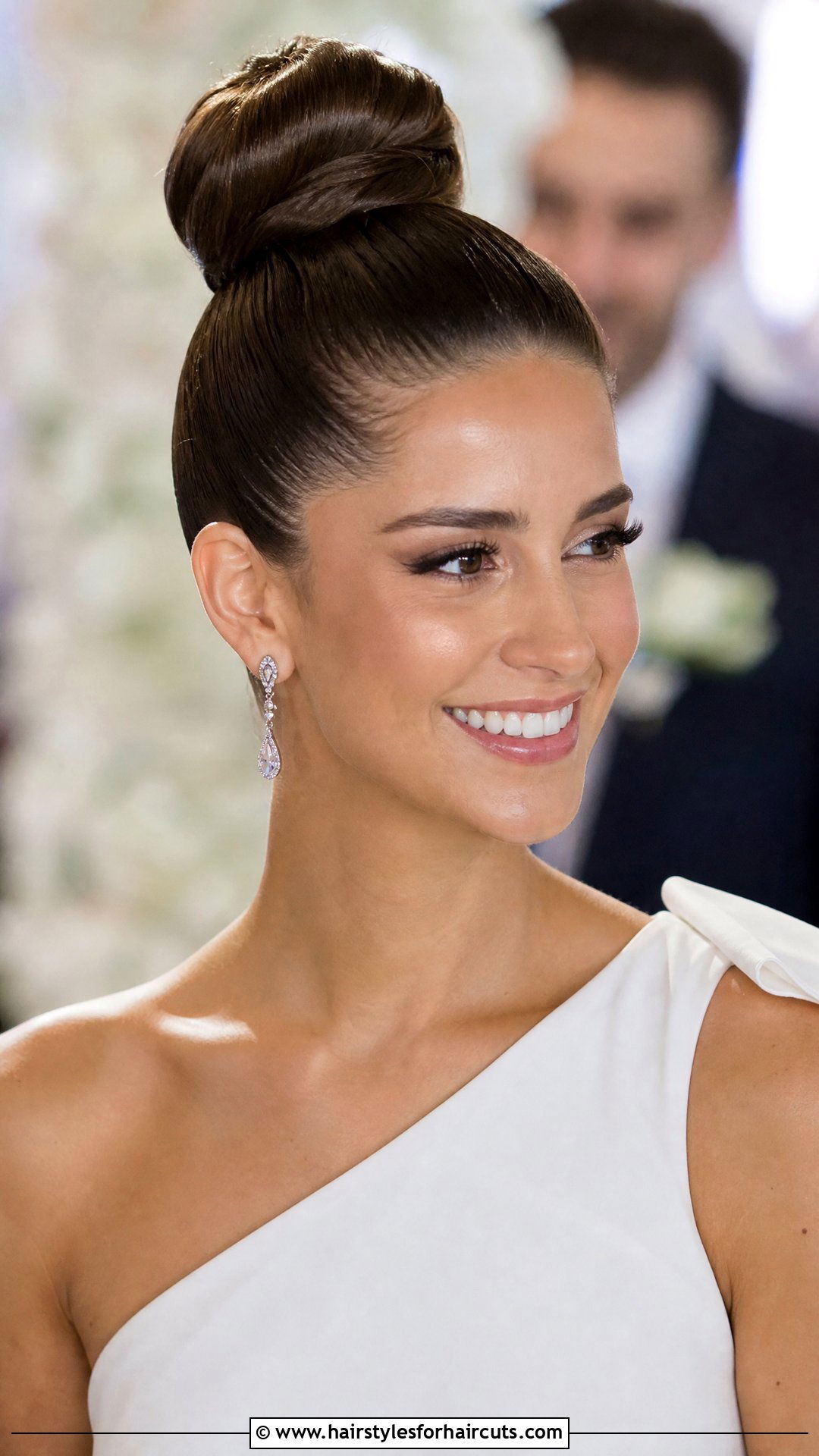 Sleek High Wedding Bun - 25 bun hairstyles for wedding - 25 bun hairstyles for wedding