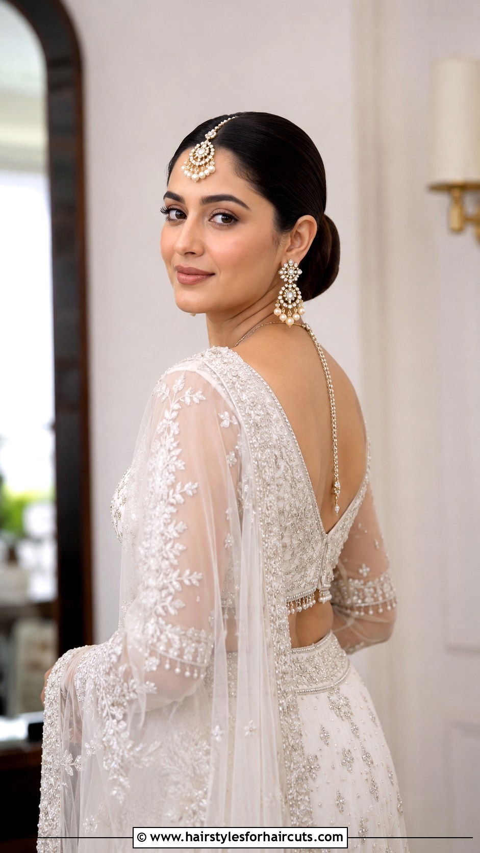 Sleek Low Bun - 25 asian wedding hairstyles for short hair - 25 asian wedding hairstyles for short hair