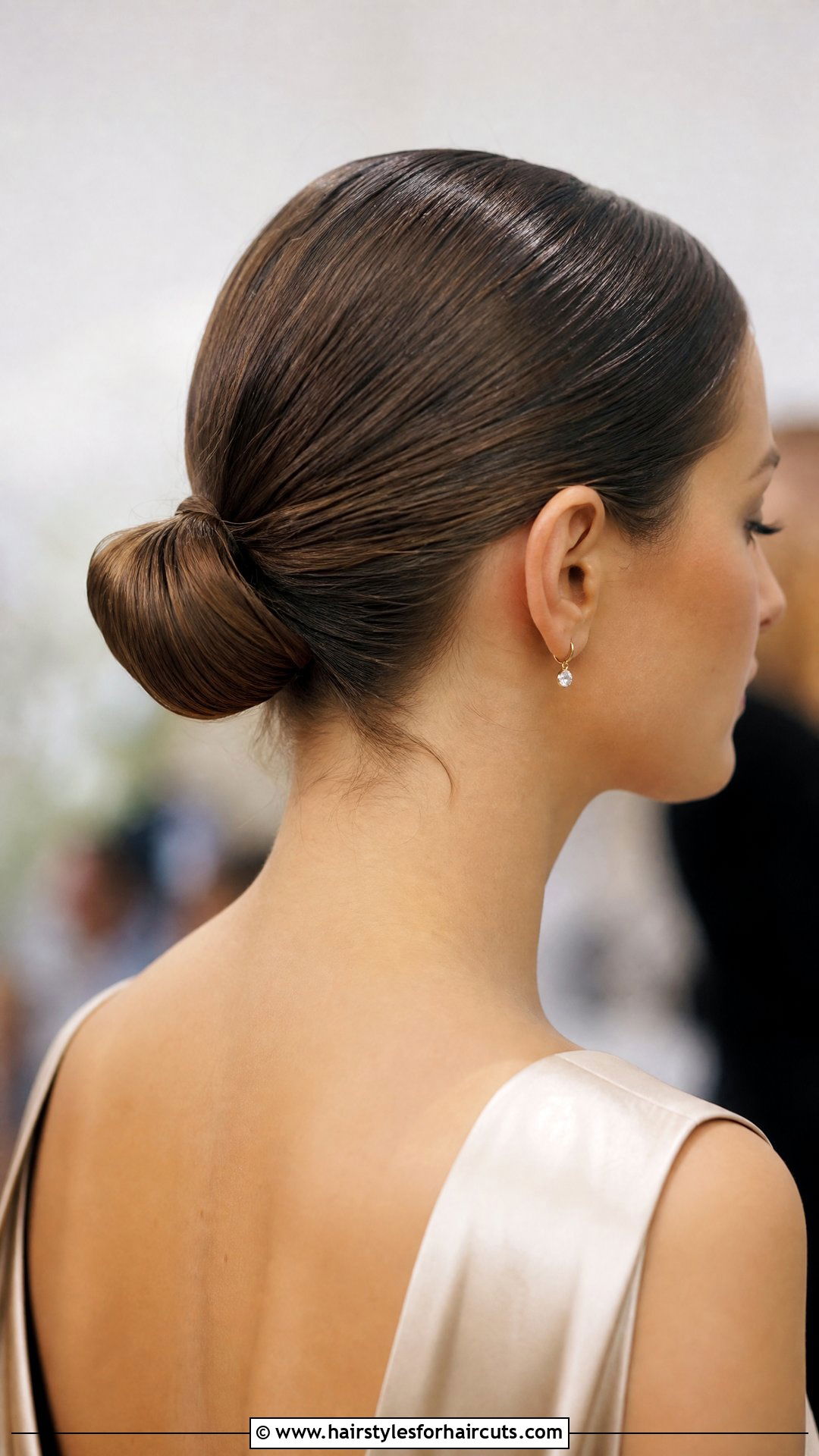 Sleek Low Bun For Bob Haircut - 25 wedding hairstyles short hair - 25 wedding hairstyles short hair