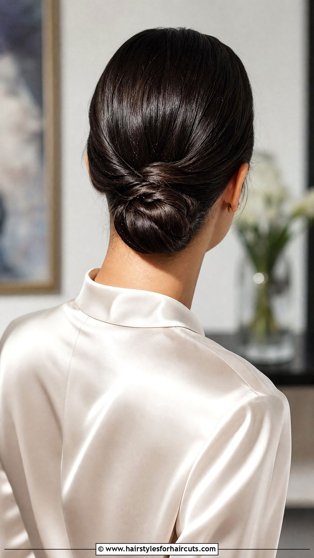 Sleek Low Bun Holiday Hairstyle - 25 holiday hairstyles for medium length hair - 25 holiday hairstyles for medium length hair