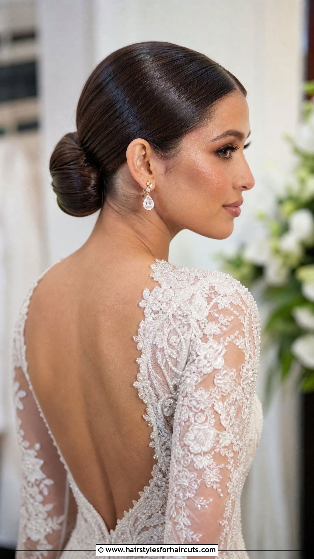 Sleek Low Bun Updo - 25 wedding updo hairstyles for black hair - 25 wedding updo hairstyles for black hair