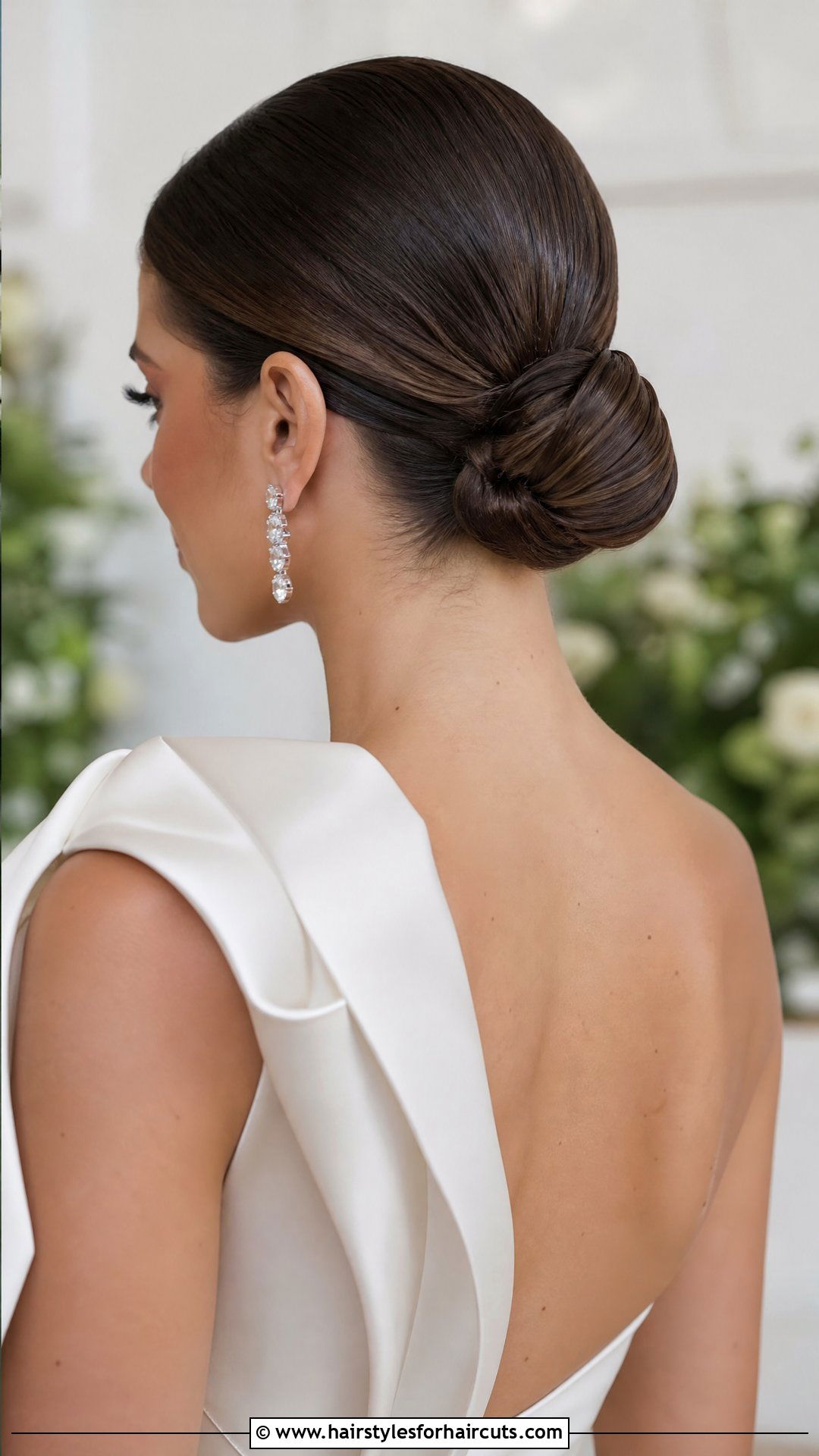 Sleek Low Bun Wedding Hairstyle - 25 wedding hairstyles medium hair - 25 wedding hairstyles medium hair