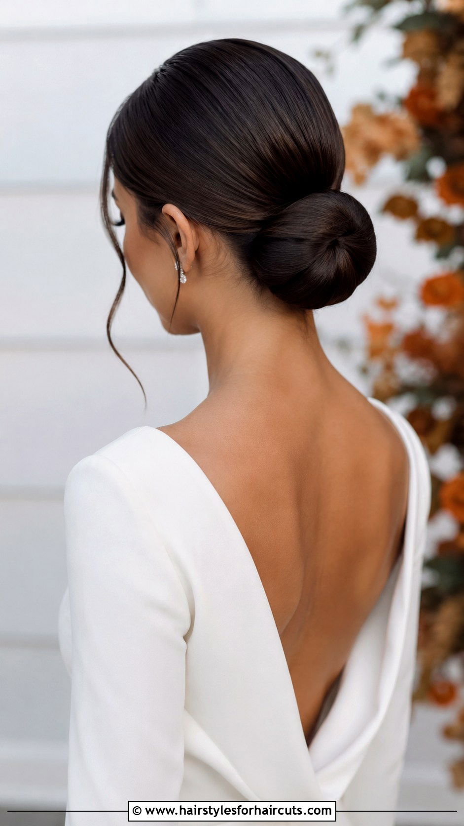 Sleek Low Bun Wedding - 25 bridal hairstyles for medium hair - 25 bridal hairstyles for medium hair