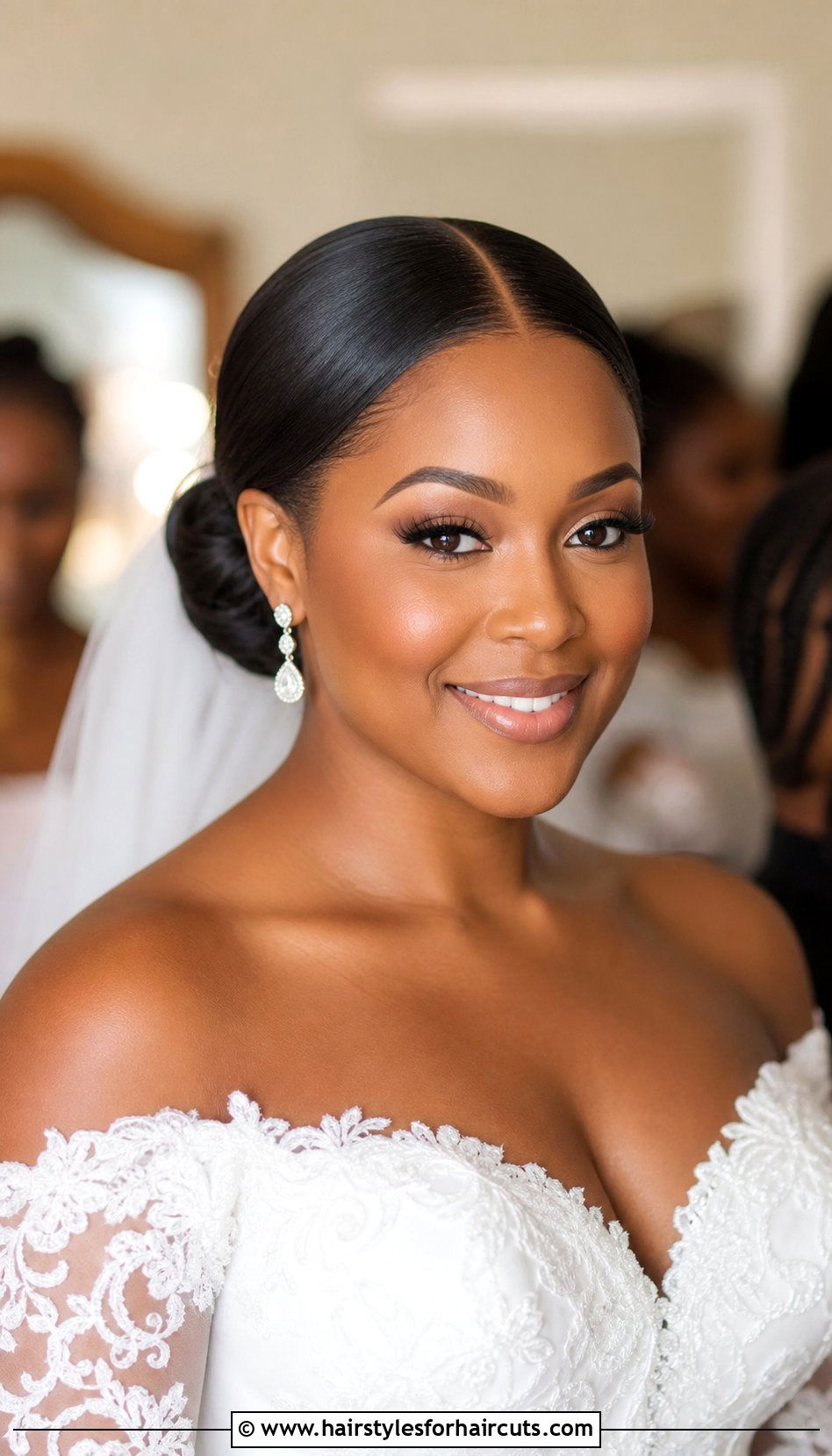 Sleek Low Bun With Middle Part - 25 low bun hairstyles for black hair wedding - 25 low bun hairstyles for black hair wedding
