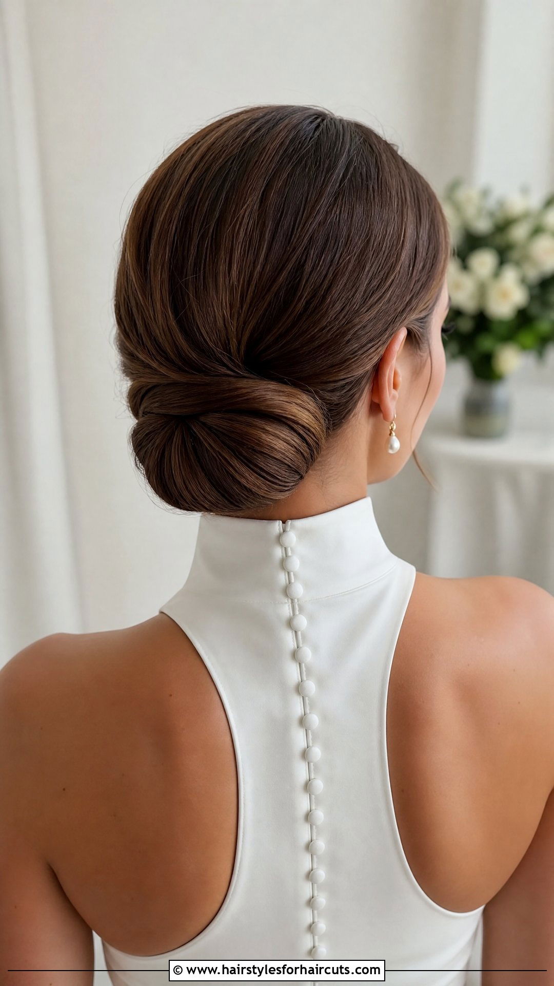 Sleek Low Chignon Natural Wedding Hairstyle - 25 natural wedding hairstyles for long hair - 25 natural wedding hairstyles for long hair