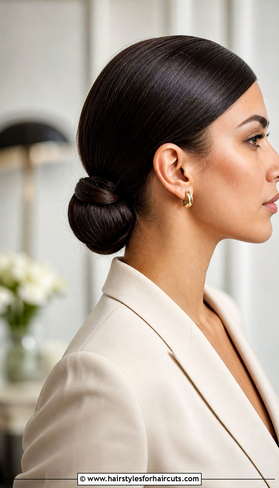 Sleek Low Chignon Updo - 25 hairstyles for long thin hair women - 25 hairstyles for long thin hair women
