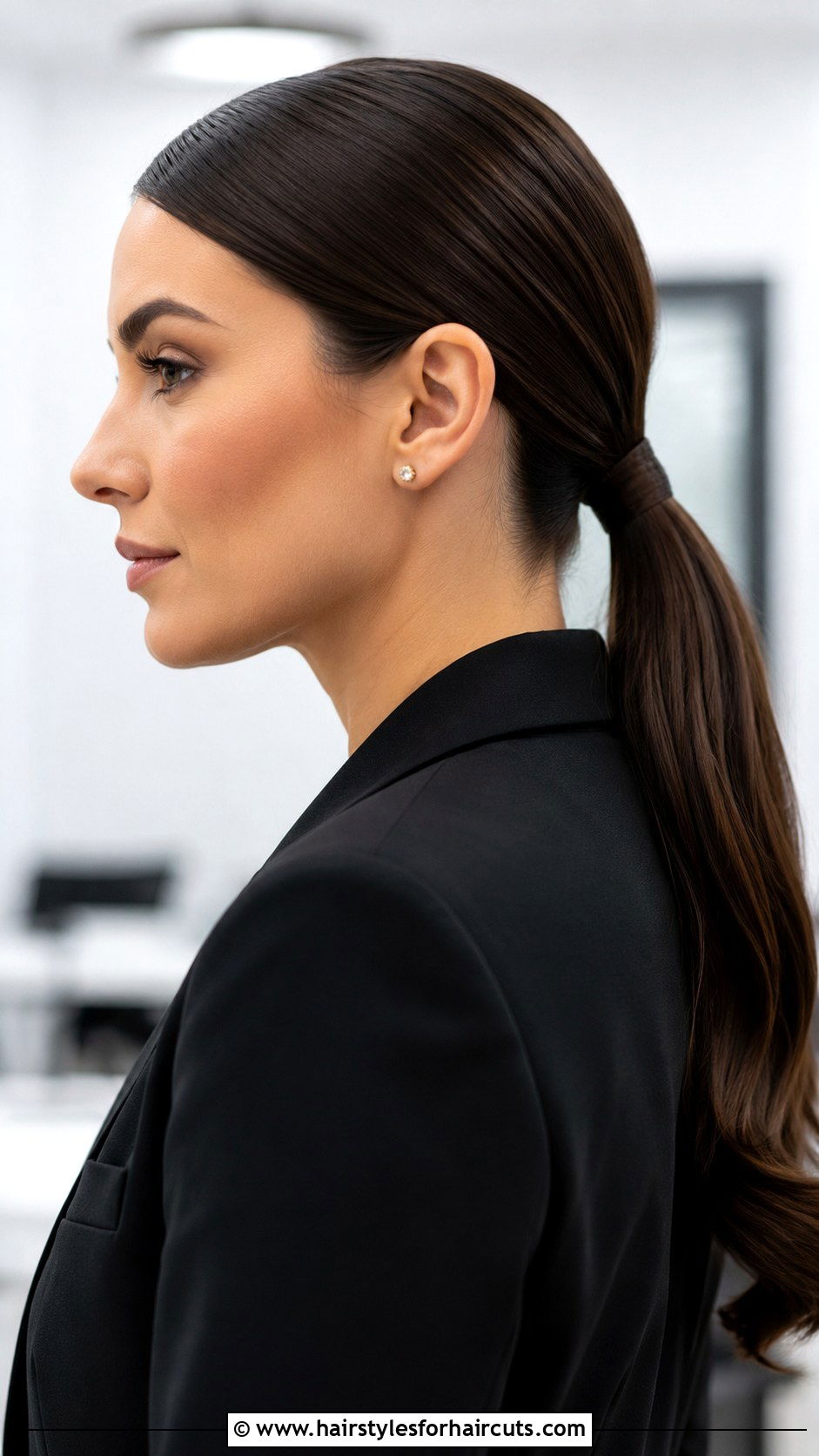 Sleek Low Ponytail Hairstyle - 25 fast hairstyles - 25 fast hairstyles
