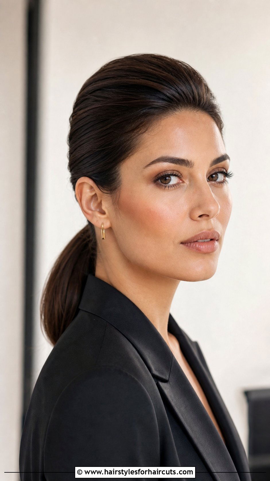 Sleek Low Ponytail With Crown Bump - 25 hair bump hairstyles - 25 hair bump hairstyles