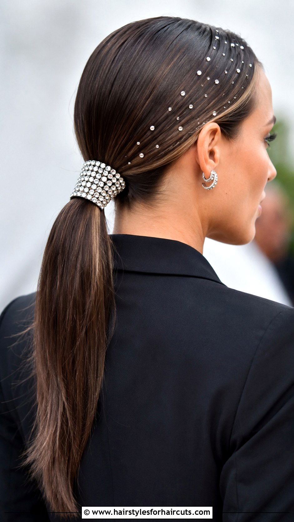 Sleek Low Ponytail With Hair Gems - 25 hair gems hairstyles - 25 hair gems hairstyles