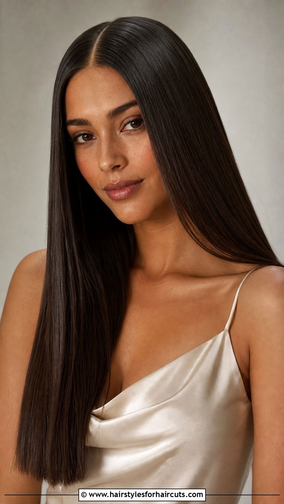 Sleek Straight Hair Middle Part - 25 cocktail party hairstyles for long hair - 25 cocktail party hairstyles for long hair