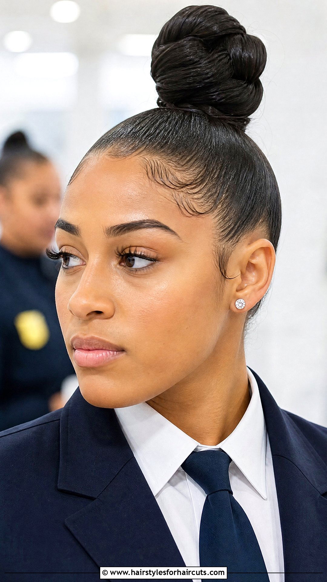 Sleek Top Knot - 25 flight attendant hairstyles - 25 flight attendant hairstyles