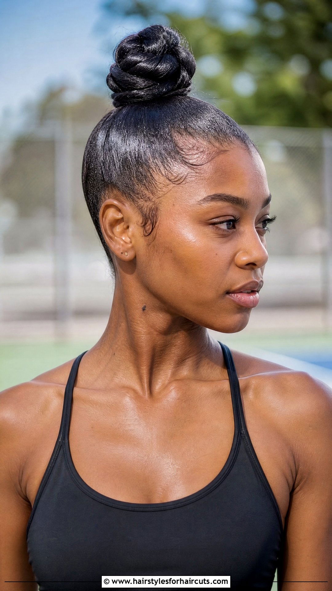 Sleek Top Knot Updo - 25 updo hairstyles for short black hair - 25 updo hairstyles for short black hair