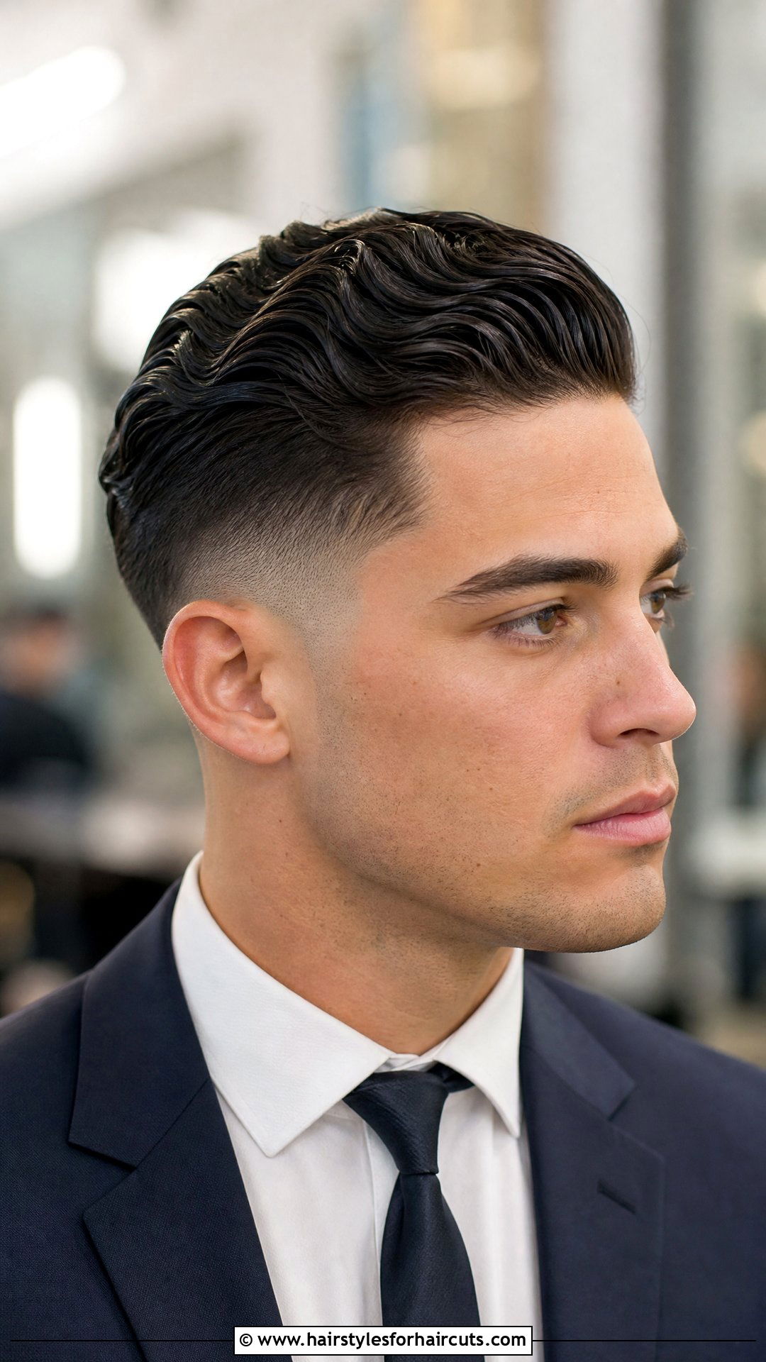 Slick Back Wavy Hair Fade - 25 wavy hair fade haircuts - 25 wavy hair fade haircuts