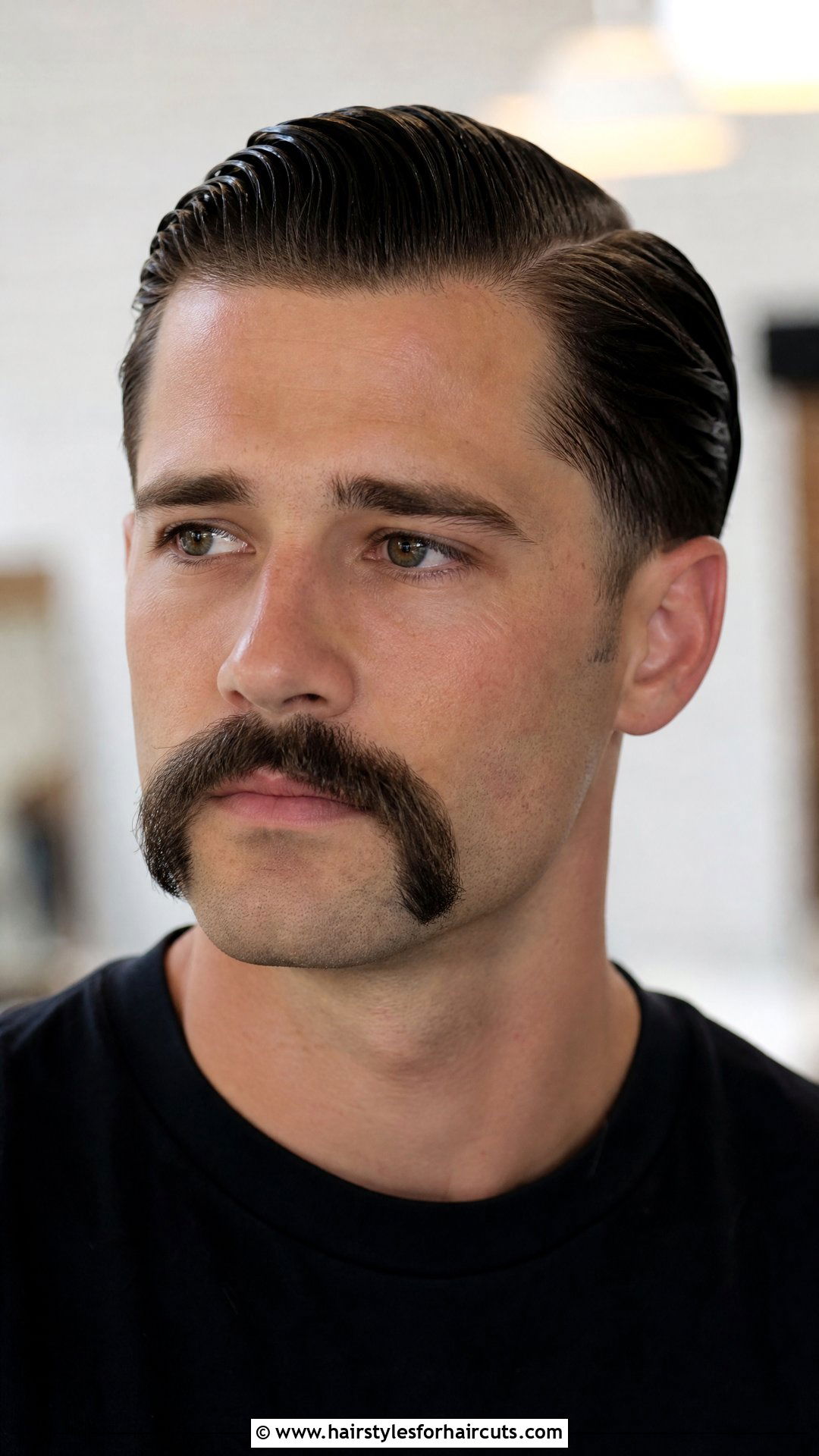 Slick Back With Horseshoe Mustache - 25 mustache haircuts - 25 mustache haircuts
