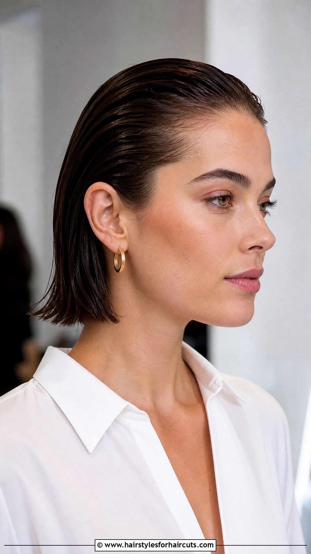 Slicked Back Bob Haircut - 25 haircuts off - 25 haircuts off