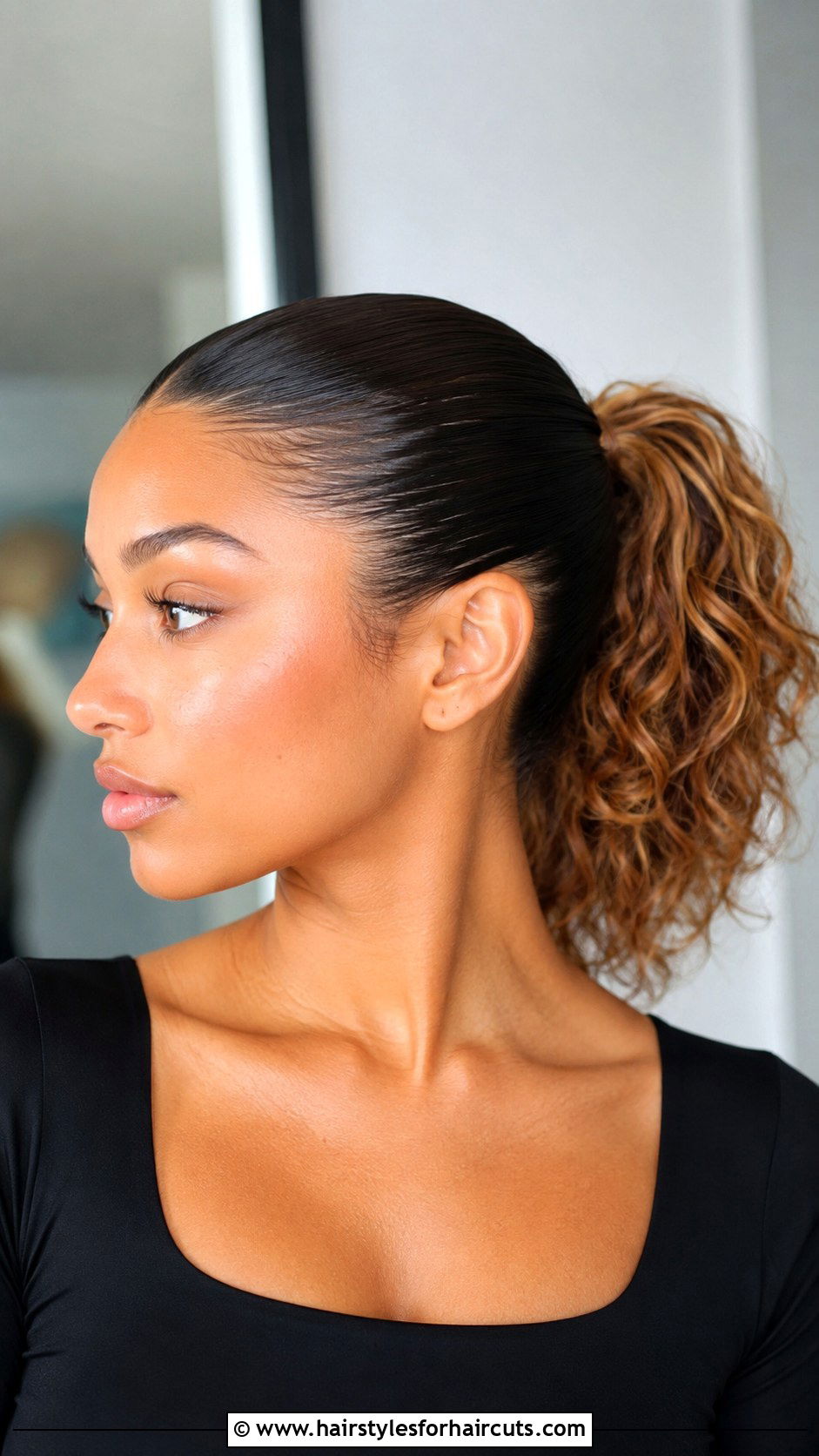 Slicked Back Coconut Ponytail - 25 coconut hairstyles - 25 coconut hairstyles