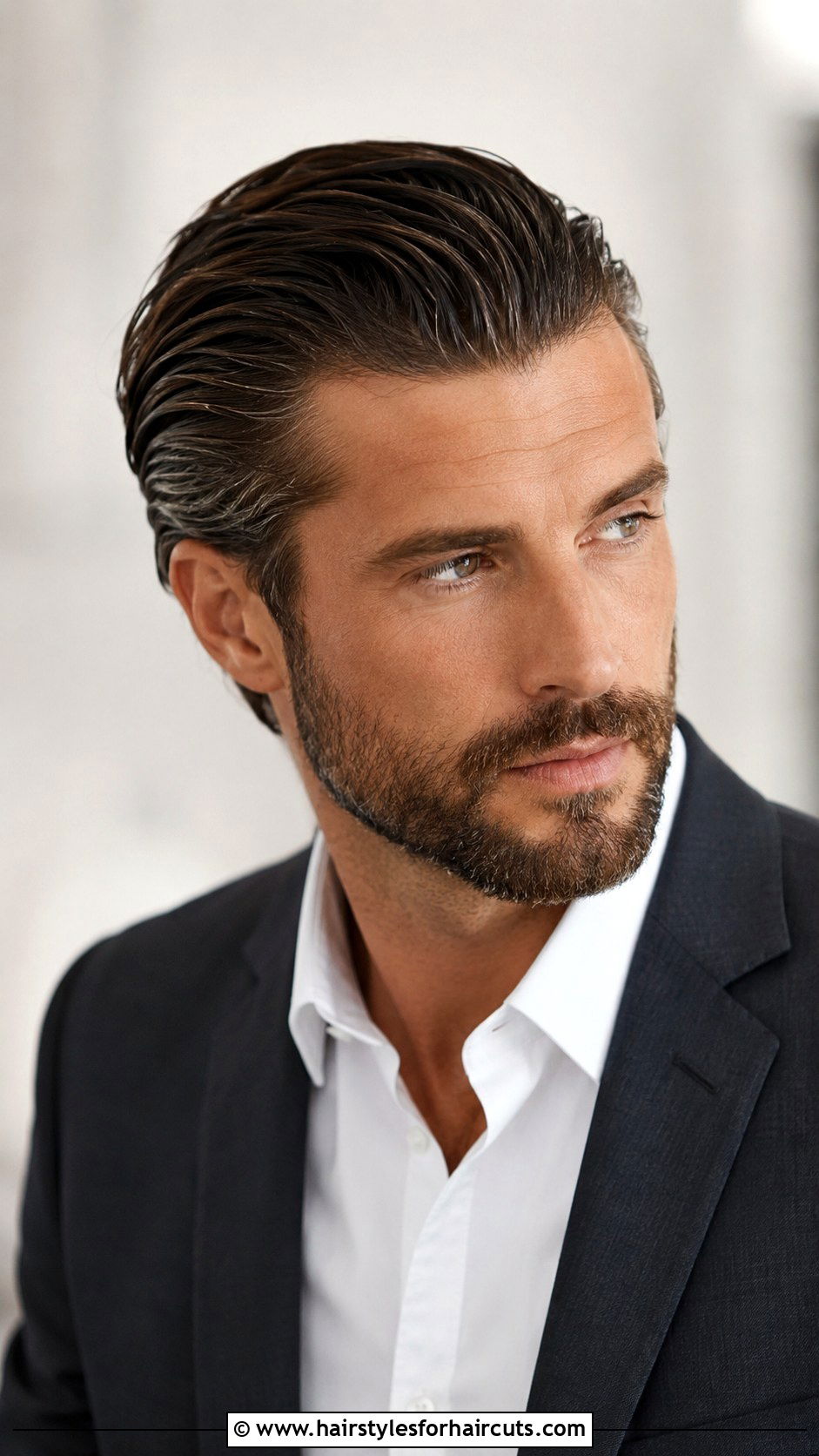 Slicked Back Hair With Beard - 25 bear haircuts - 25 bear haircuts