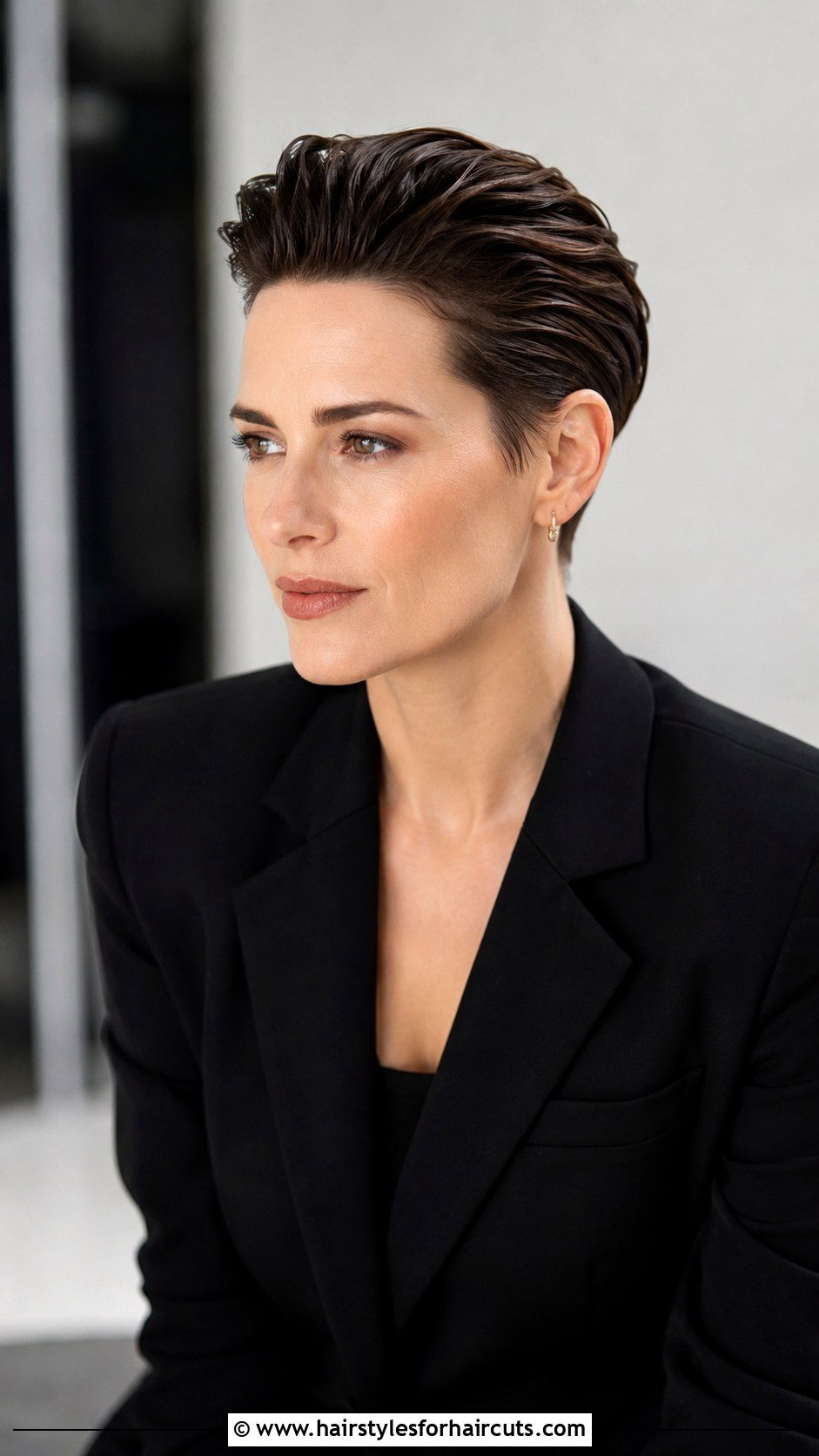 Slicked Back Pixie Cut - 25 bridesmaid hairstyles for short hair - 25 bridesmaid hairstyles for short hair