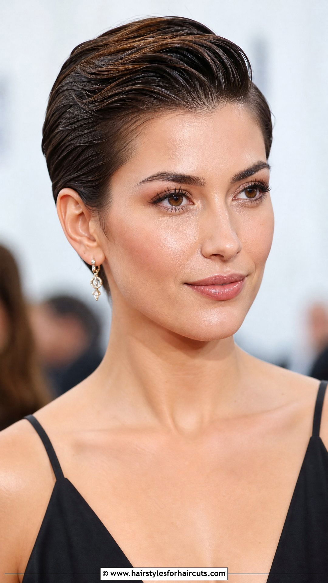 Slicked Back Pixie Cut - 25 wedding party hairstyles for short hair - 25 wedding party hairstyles for short hair