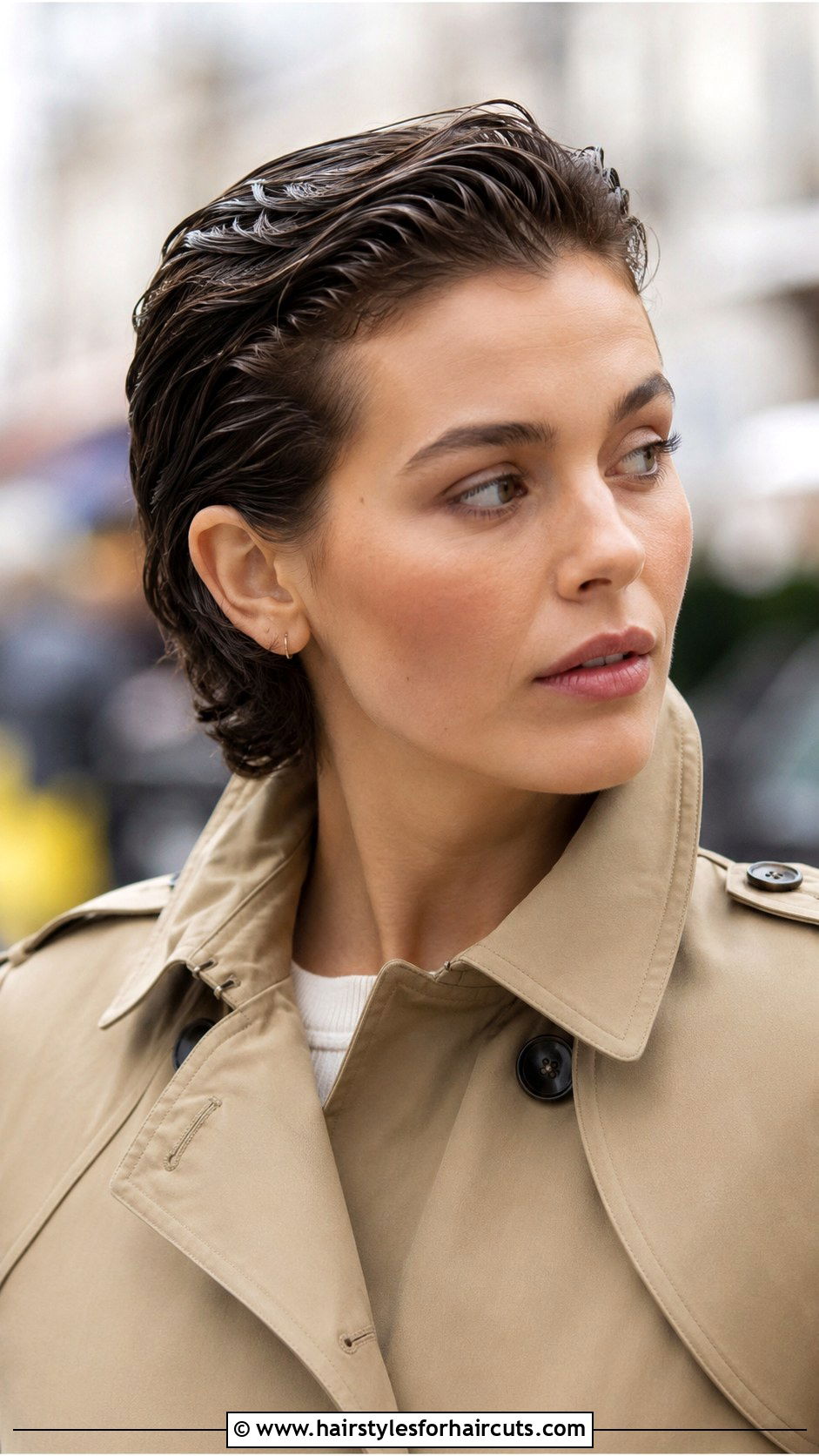 Slicked Back Short Wavy Hair - 25 wet hairstyles for short hair - 25 wet hairstyles for short hair