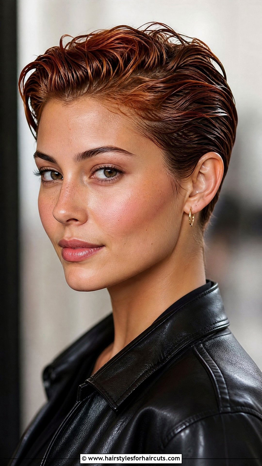 Slicked Back Wavy Pixie - 25 wet and wavy short hairstyles - 25 wet and wavy short hairstyles