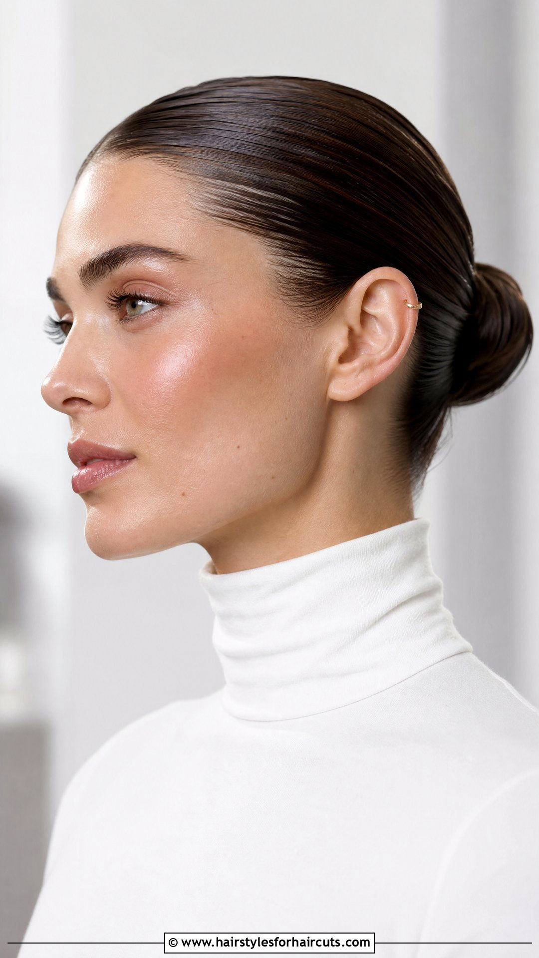 Slicked Back Wet Bun - 25 wet hairstyles - 25 wet hairstyles