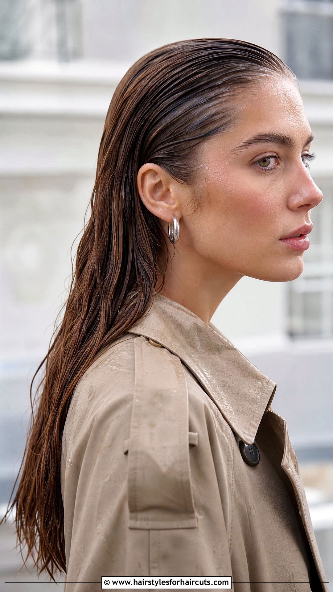 Slicked Back Wet Long Hair - 25 wet hair hairstyles - 25 wet hair hairstyles