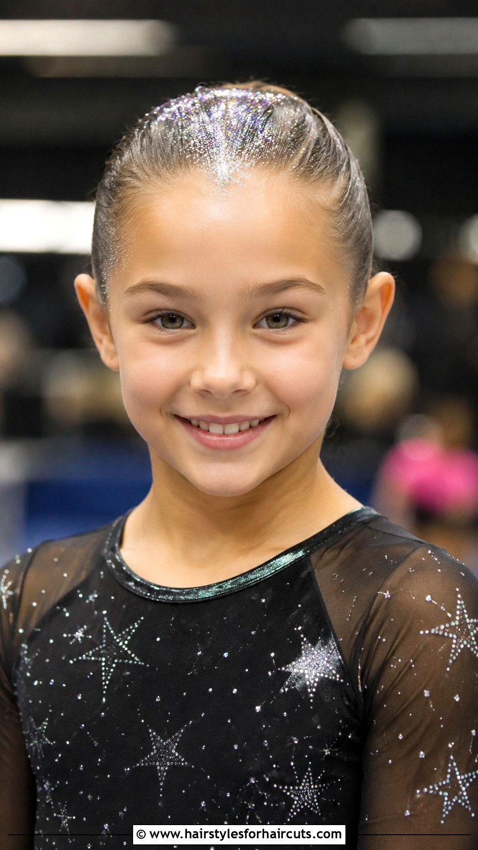 Slicked Back With Glitter Roots - 25 gymnastics hairstyles for short hair - 25 gymnastics hairstyles for short hair
