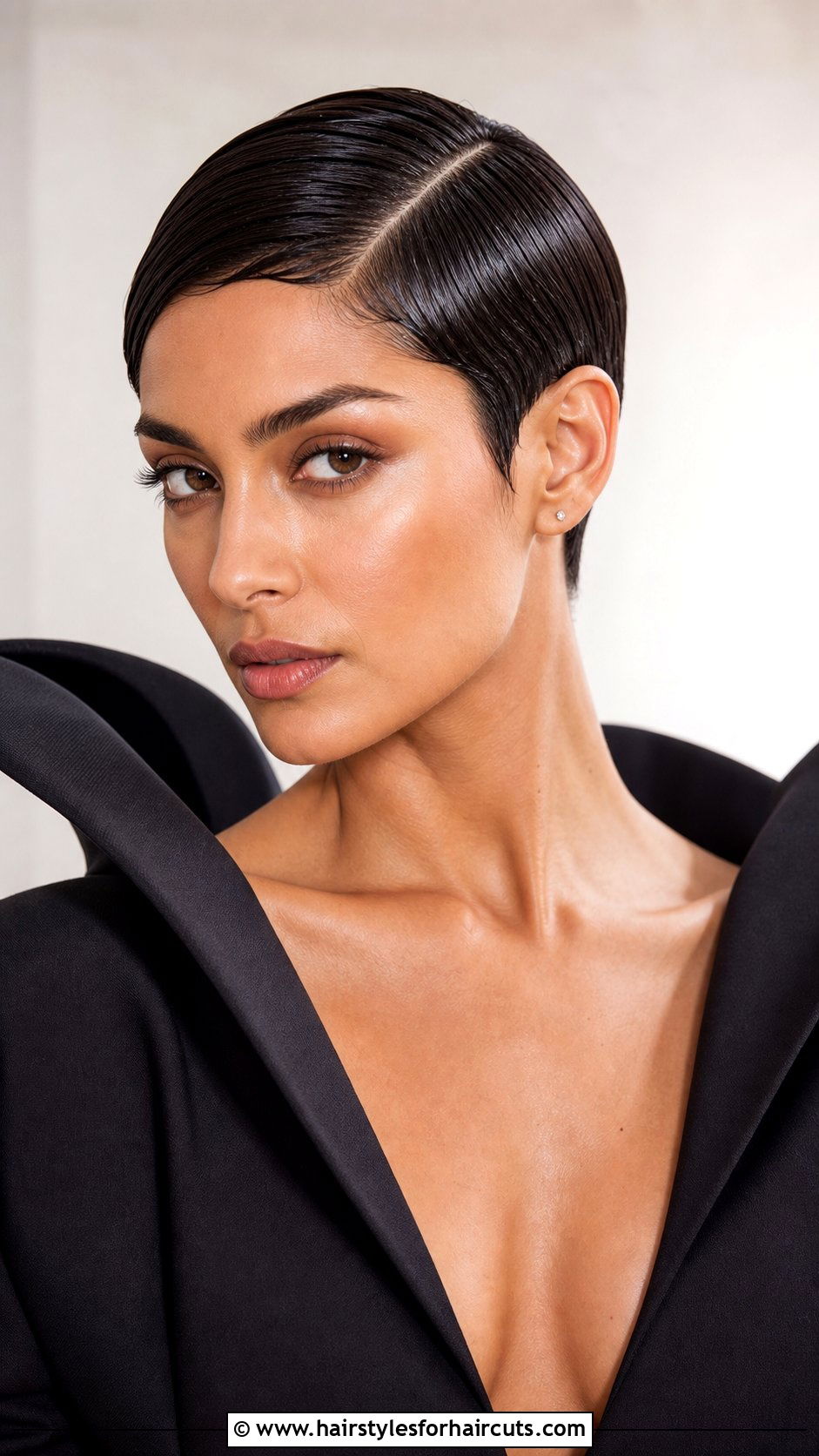 Slicked Down Pixie Side Part - 25 masquerade ball hairstyles for short hair - 25 masquerade ball hairstyles for short hair