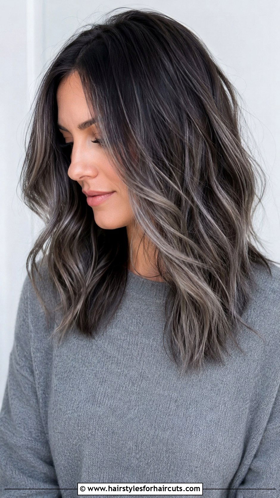 Smoky Ash Balayage Mid Length Hair - 25 balayage hairstyles for dark hair - 25 balayage hairstyles for dark hair