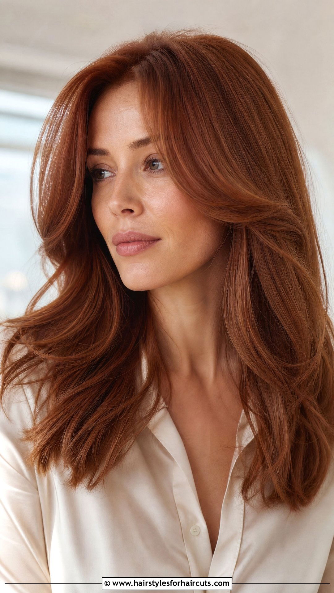 Smoldering Auburn Feathered Hair - 25 fire hairstyles - 25 fire hairstyles