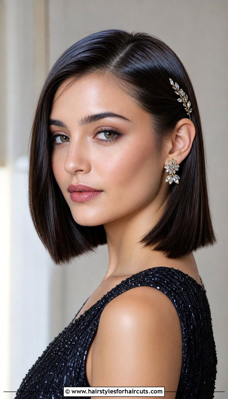 Smooth Short Lob With Side Pin - 25 quince hairstyles for short hair - 25 quince hairstyles for short hair