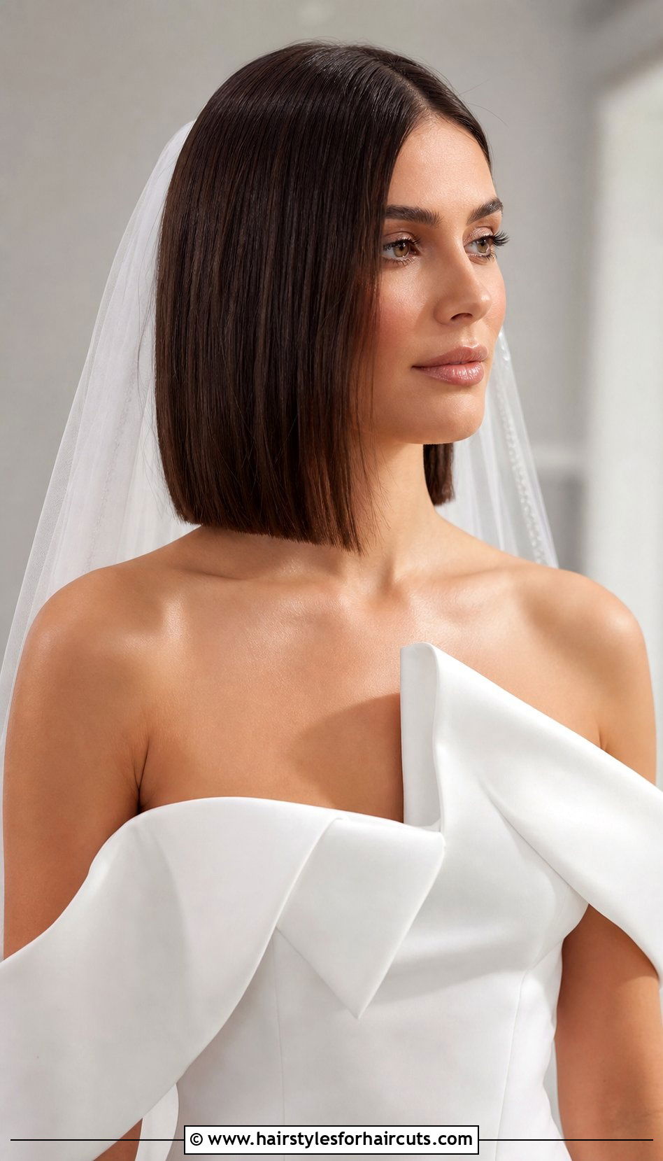 Smooth Straight Lob Wedding Hairstyle - 25 wedding hairstyles shoulder length - 25 wedding hairstyles shoulder length