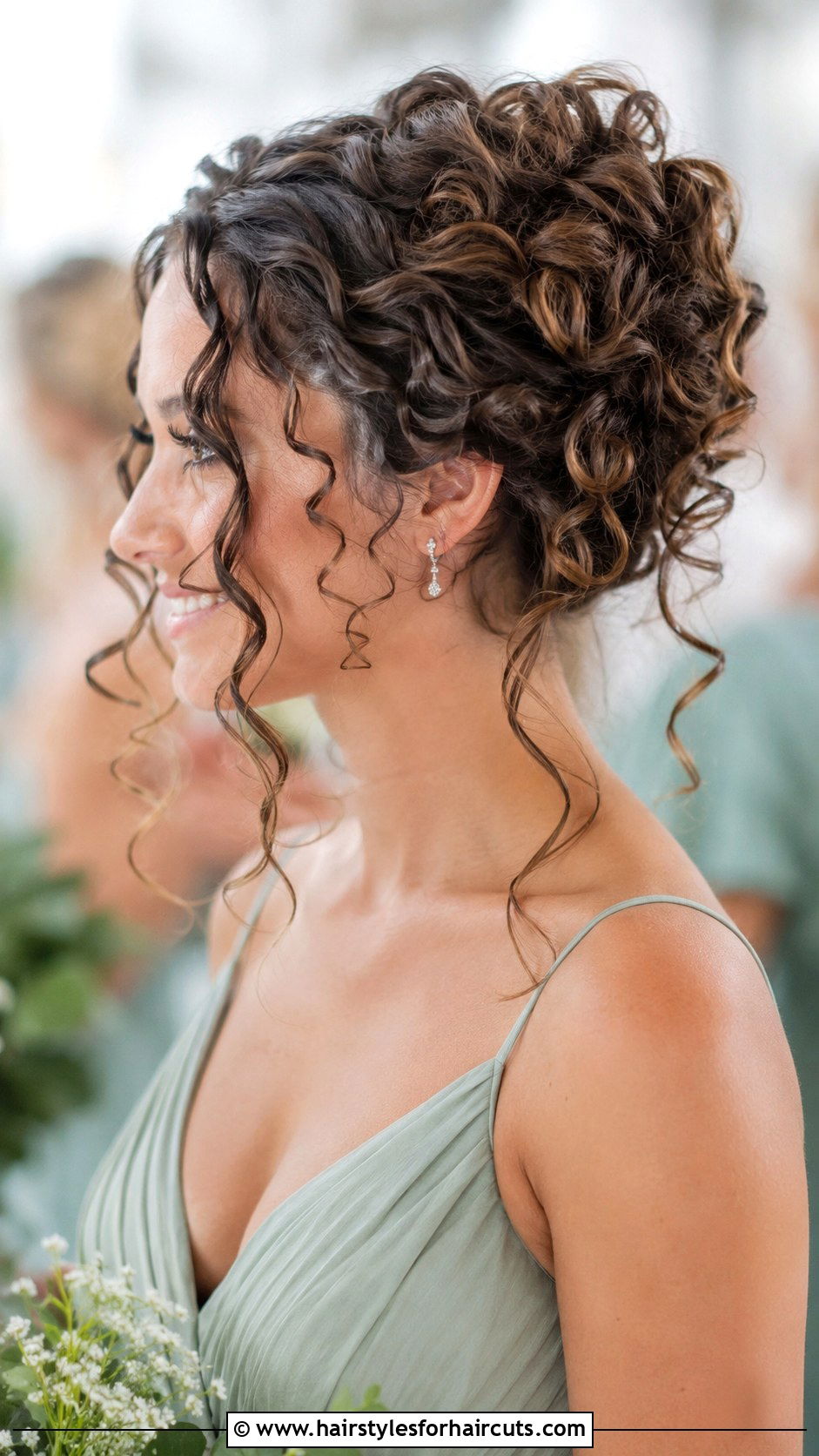 Soft Curly Bridesmaid Updo - 25 bridesmaid hairstyles for thick hair - 25 bridesmaid hairstyles for thick hair