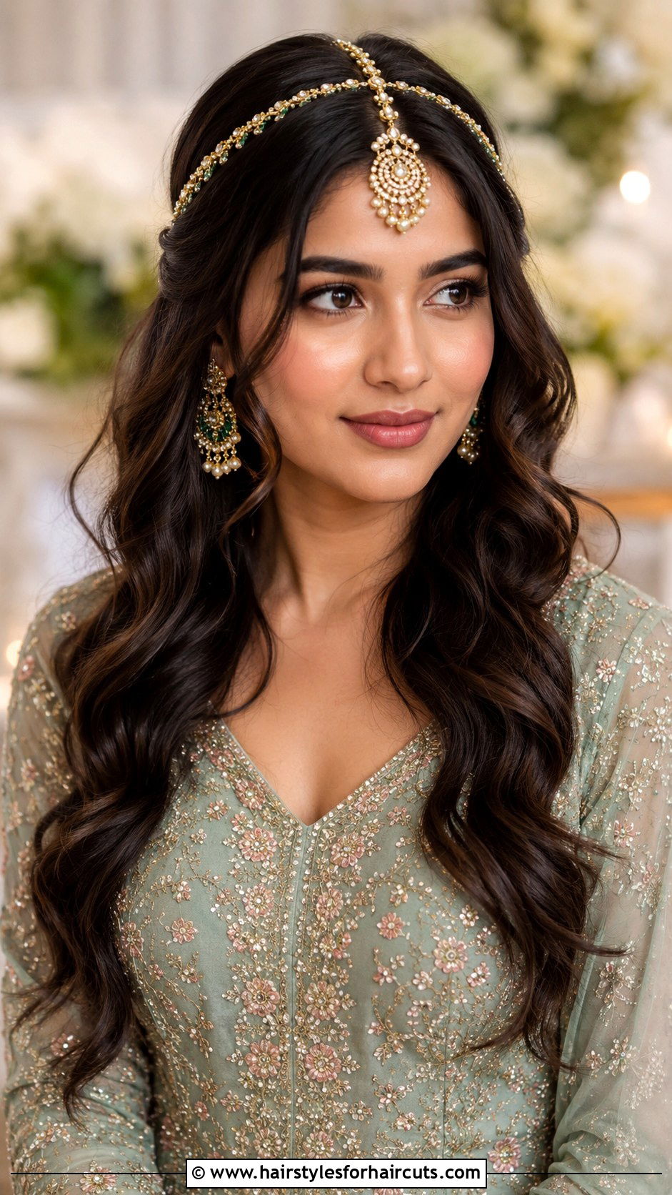Soft Glam Curls With Middle Part - 25 diwali hairstyles for long hair - 25 diwali hairstyles for long hair