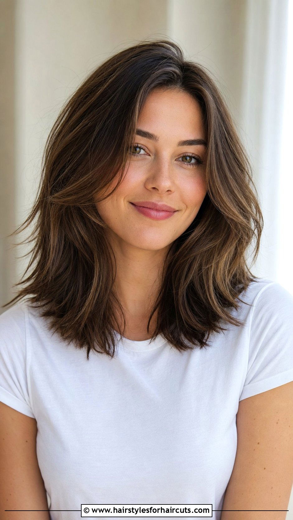 Soft Layers Mid Length Haircut - 25 haircuts for round face shape - 25 haircuts for round face shape