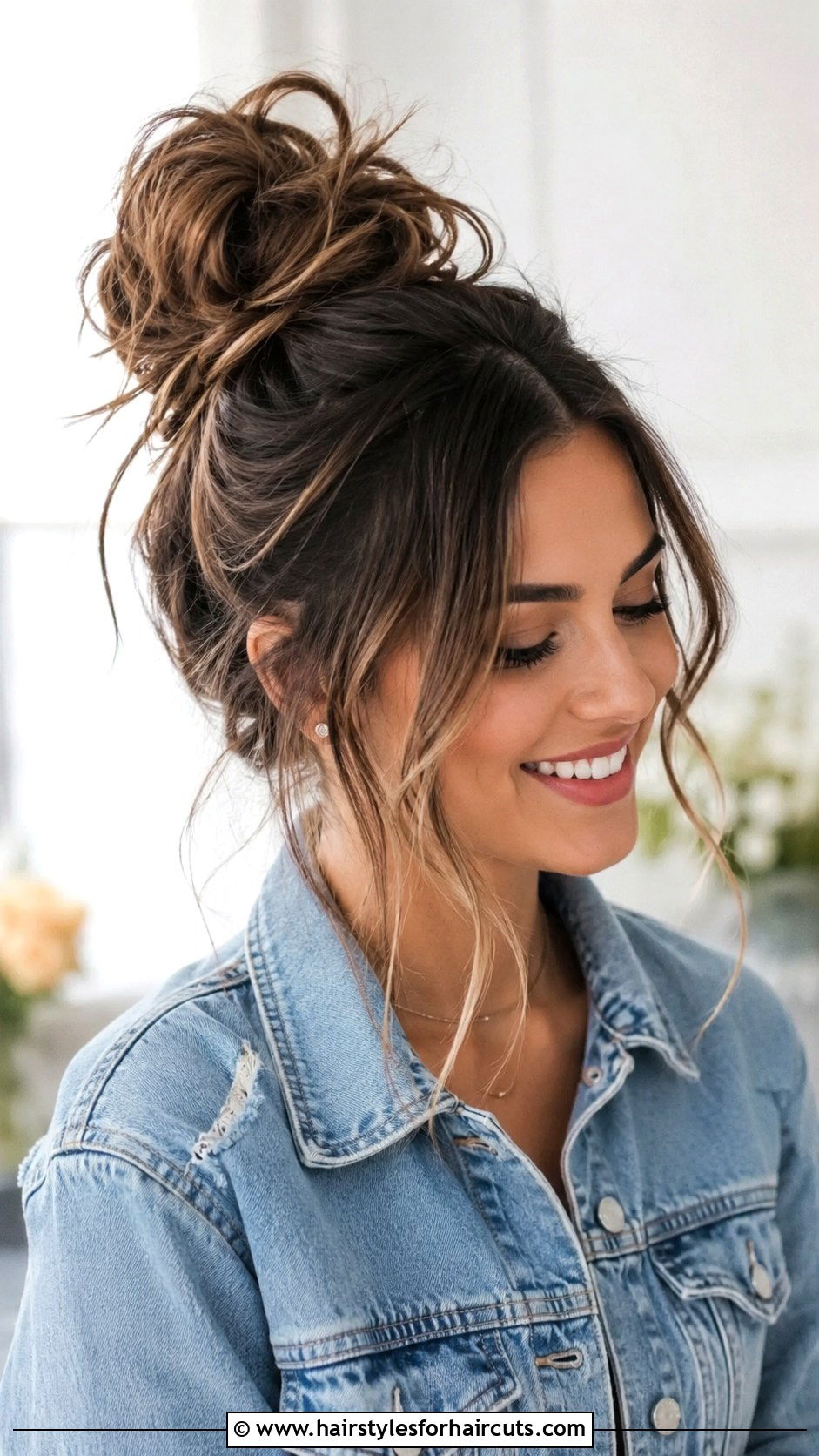 Soft Messy Bun Bridal Shower Hairstyle - 25 bridal shower hairstyles - 25 bridal shower hairstyles