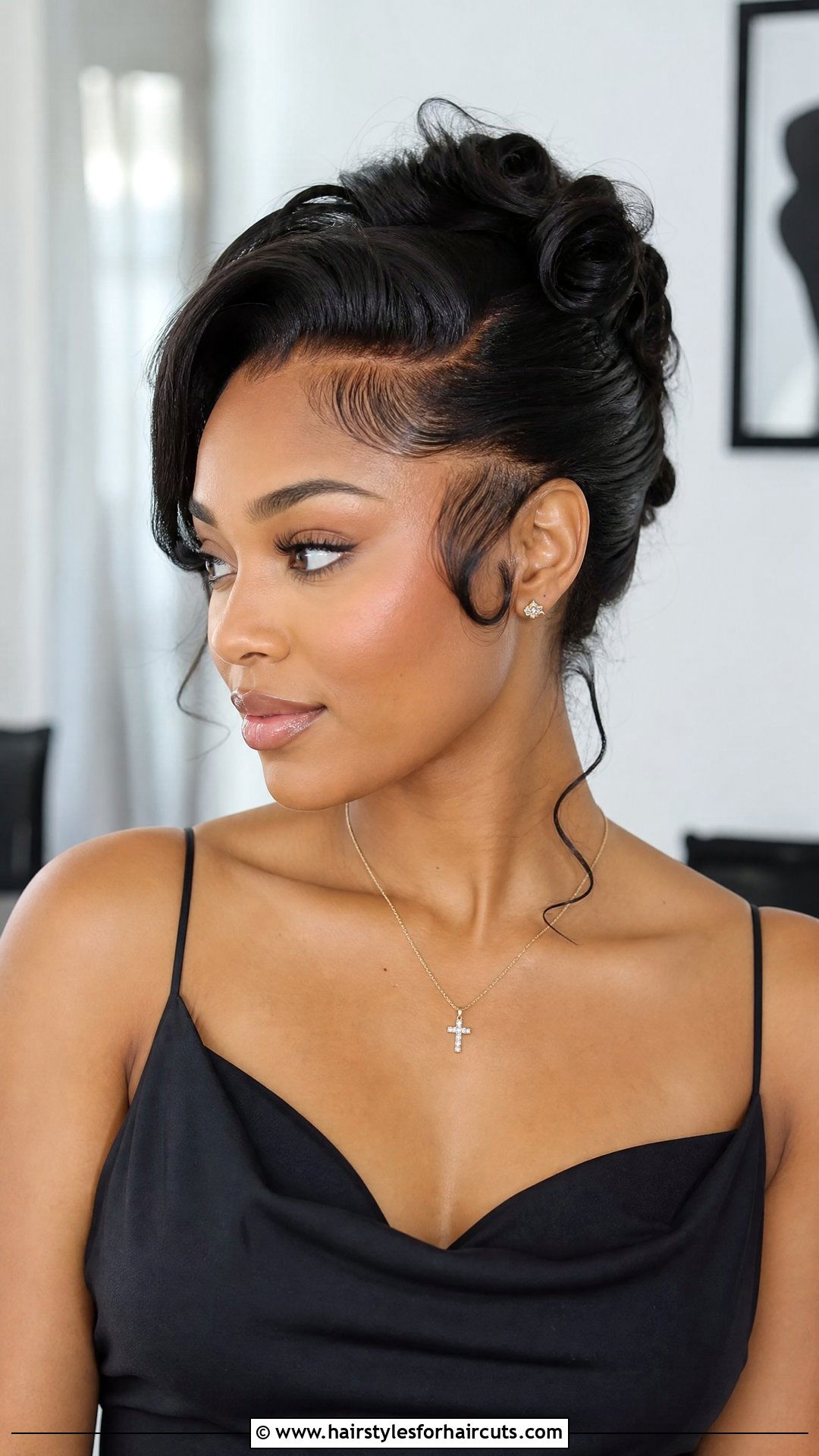 Soft Swept Updo With Baby Hairs - 25 wedding hairstyles for dark hair - 25 wedding hairstyles for dark hair
