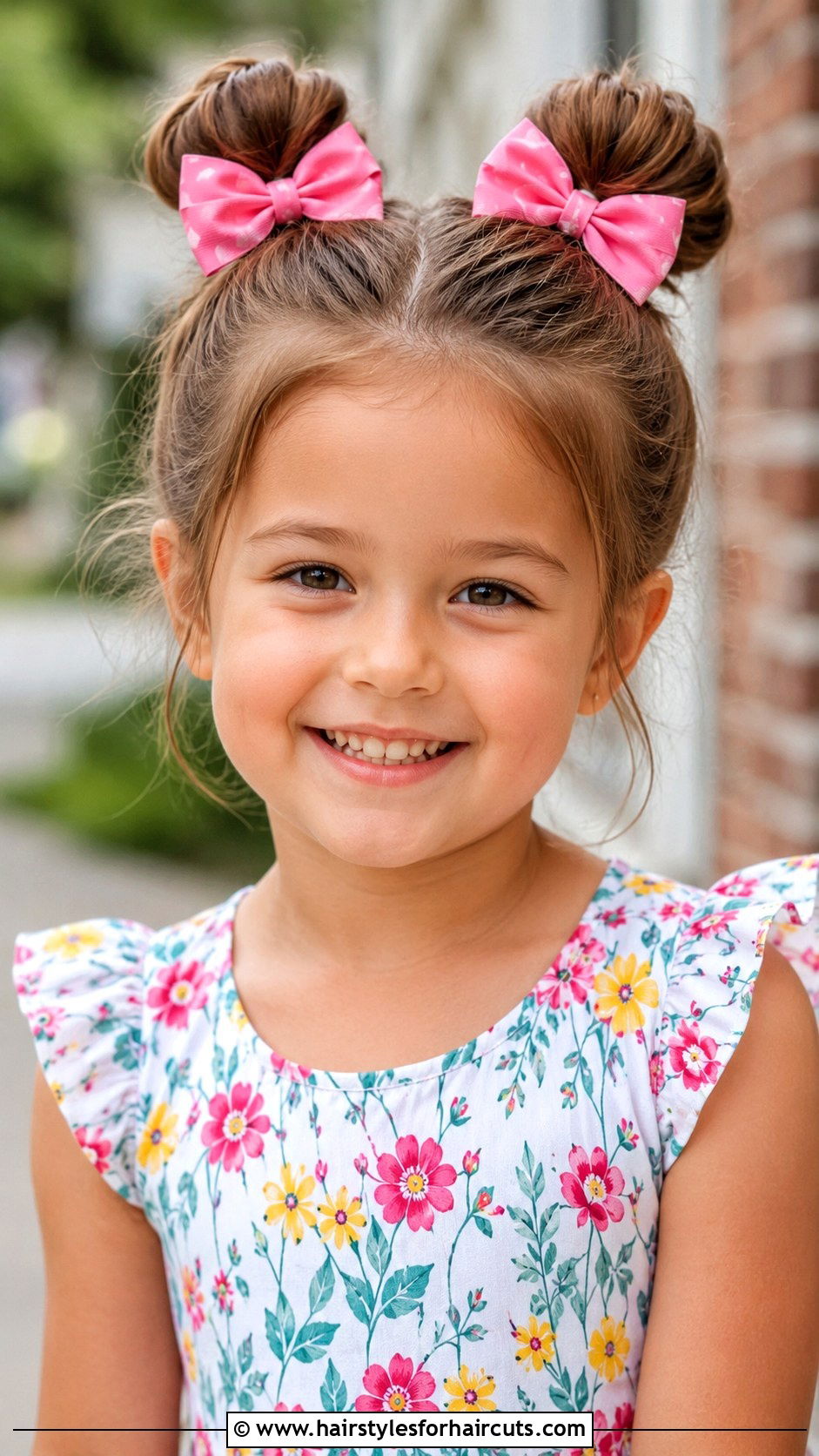 Space Buns With Bow - 25 cute girl hairstyles - 25 cute girl hairstyles