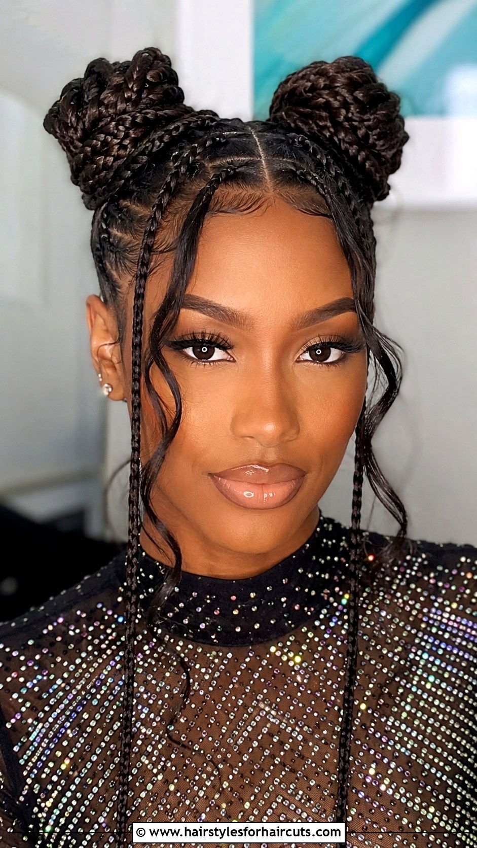 Space Buns With Braids - 25 prom hairstyles for black hair - 25 prom hairstyles for black hair
