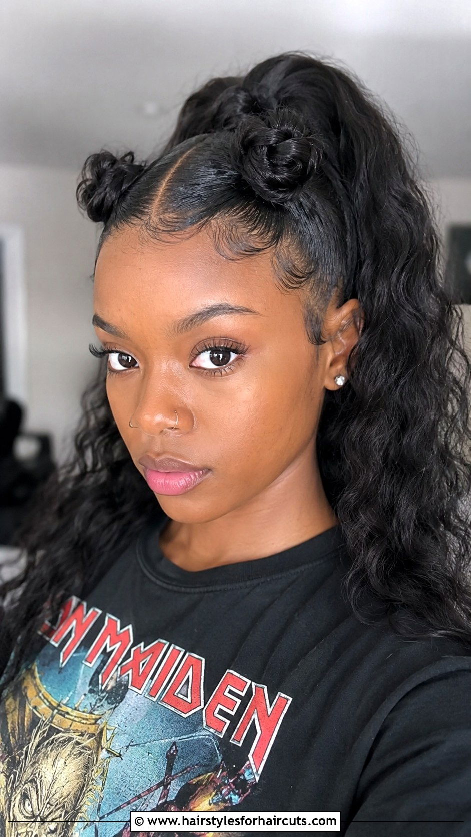 Space Buns With High Ponytail - 25 ponytail bun hairstyles for black hair - 25 ponytail bun hairstyles for black hair