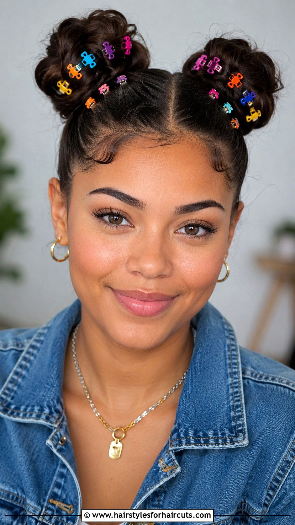 Space Buns With Interlocking Clips - 25 hair clip hairstyles - 25 hair clip hairstyles