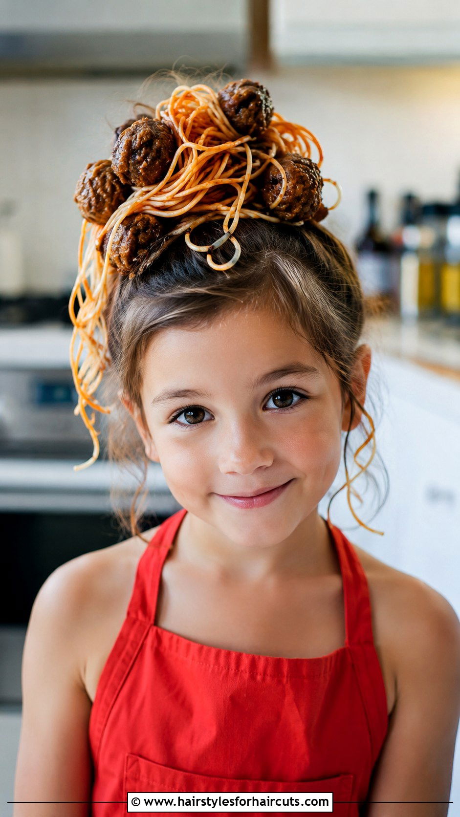 Spaghetti And Meatball Bun - 25 funny hairstyles for girls - 25 funny hairstyles for girls